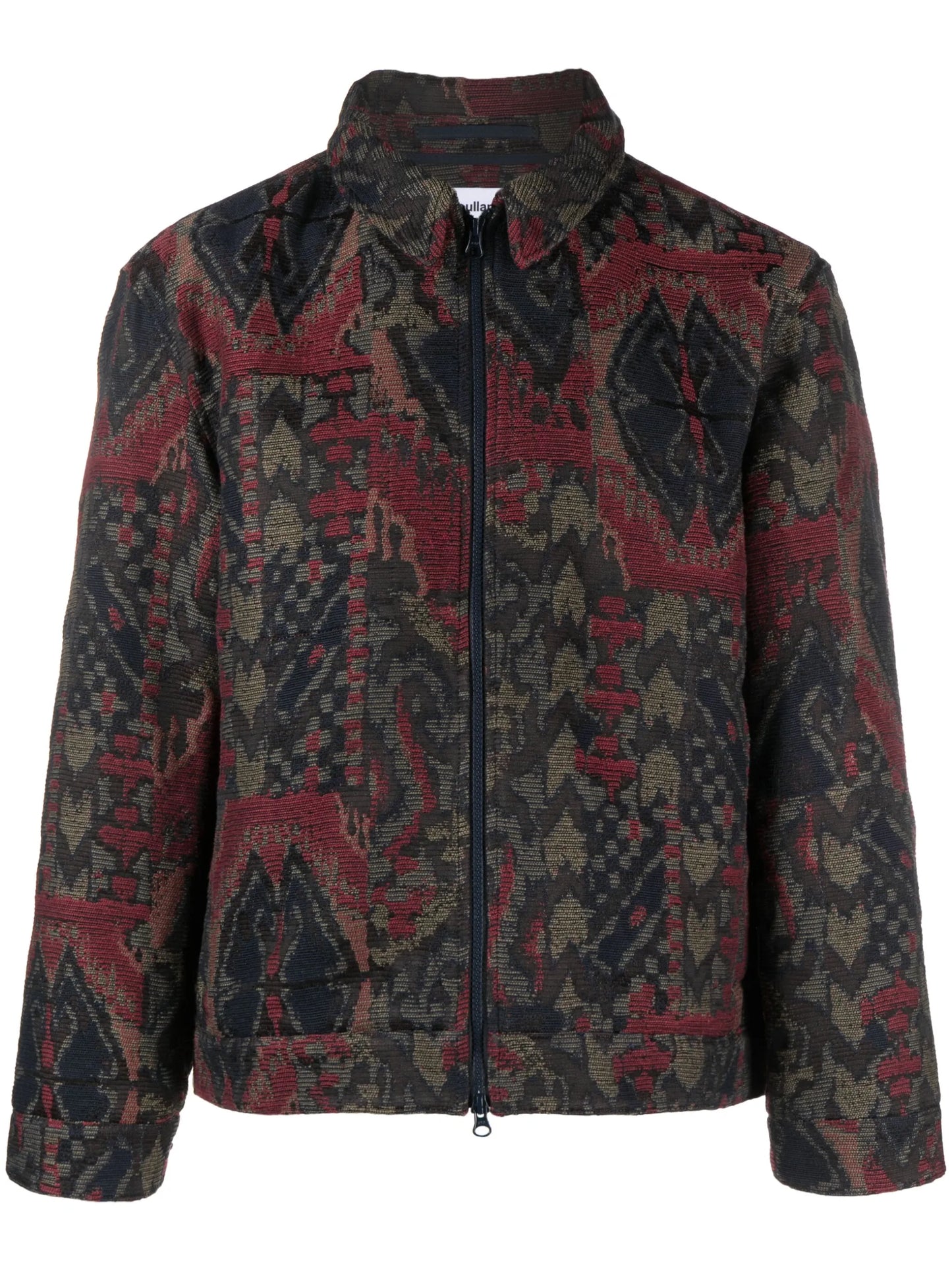 Window patterned-jacquard bomber jacket