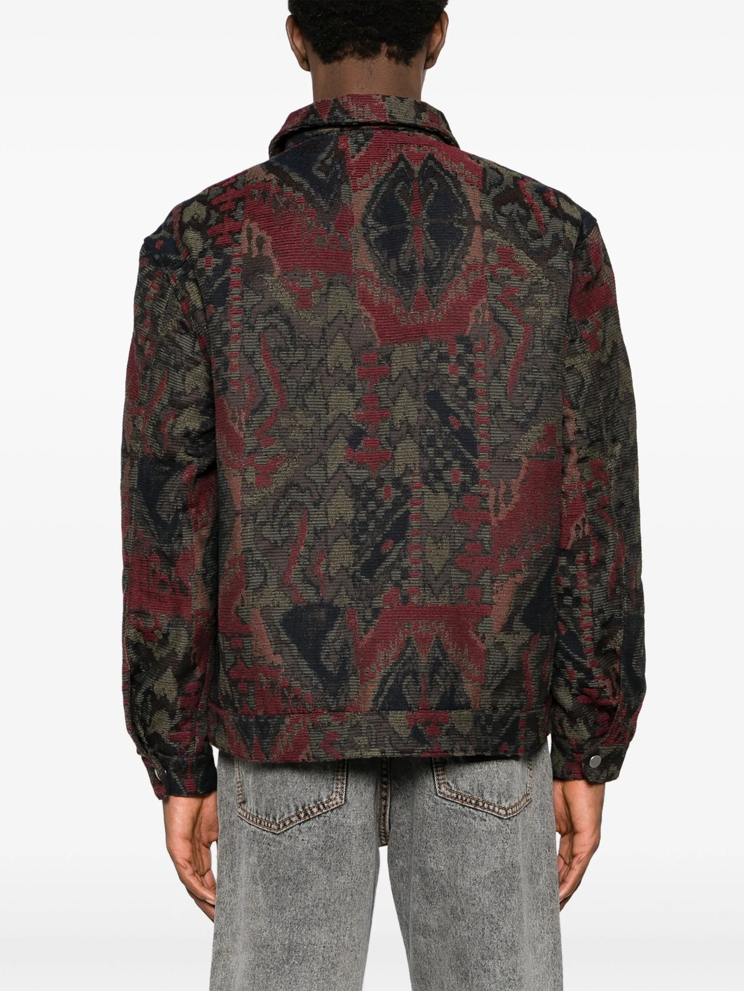 Window patterned-jacquard bomber jacket