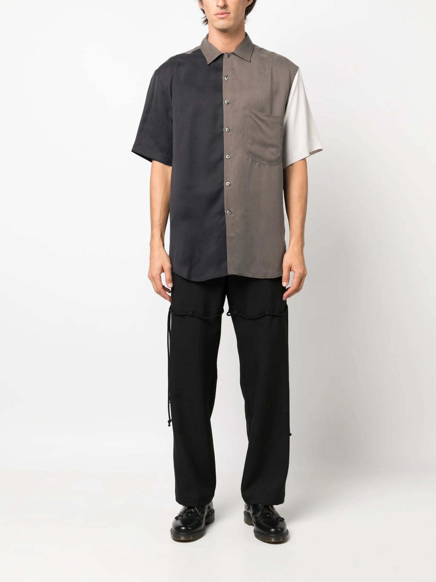 colour-block short-sleeve shirt