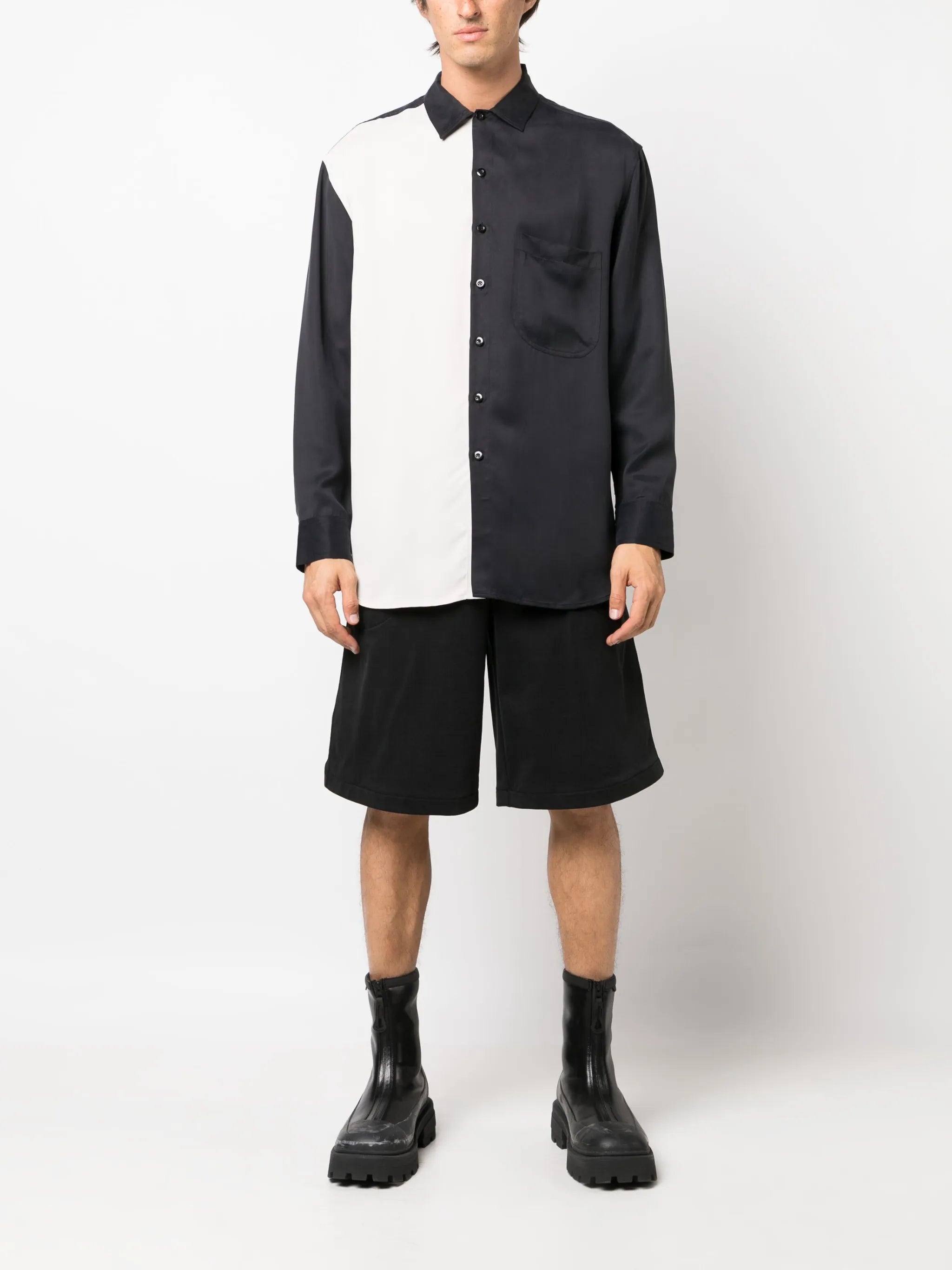 two-tone long-sleeves shirt
