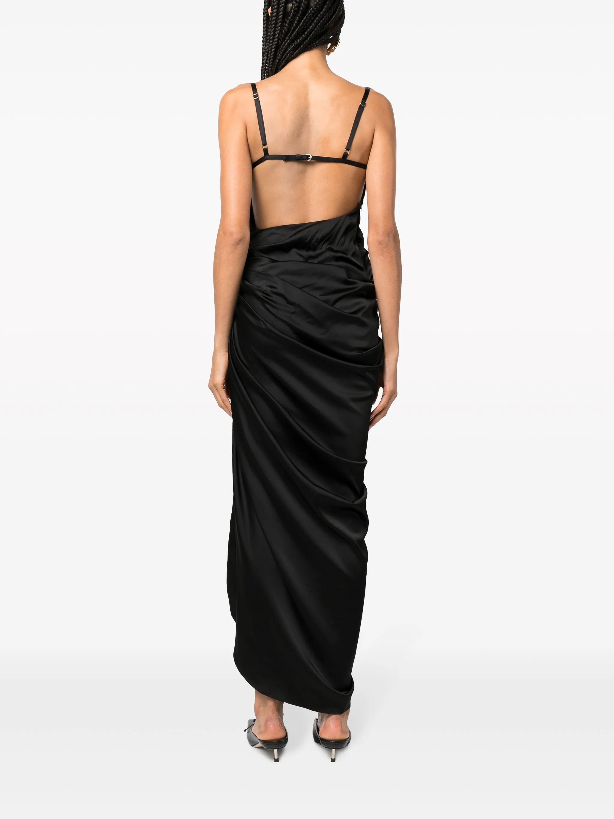 La Saudade floral-embroidered asymmetric dress