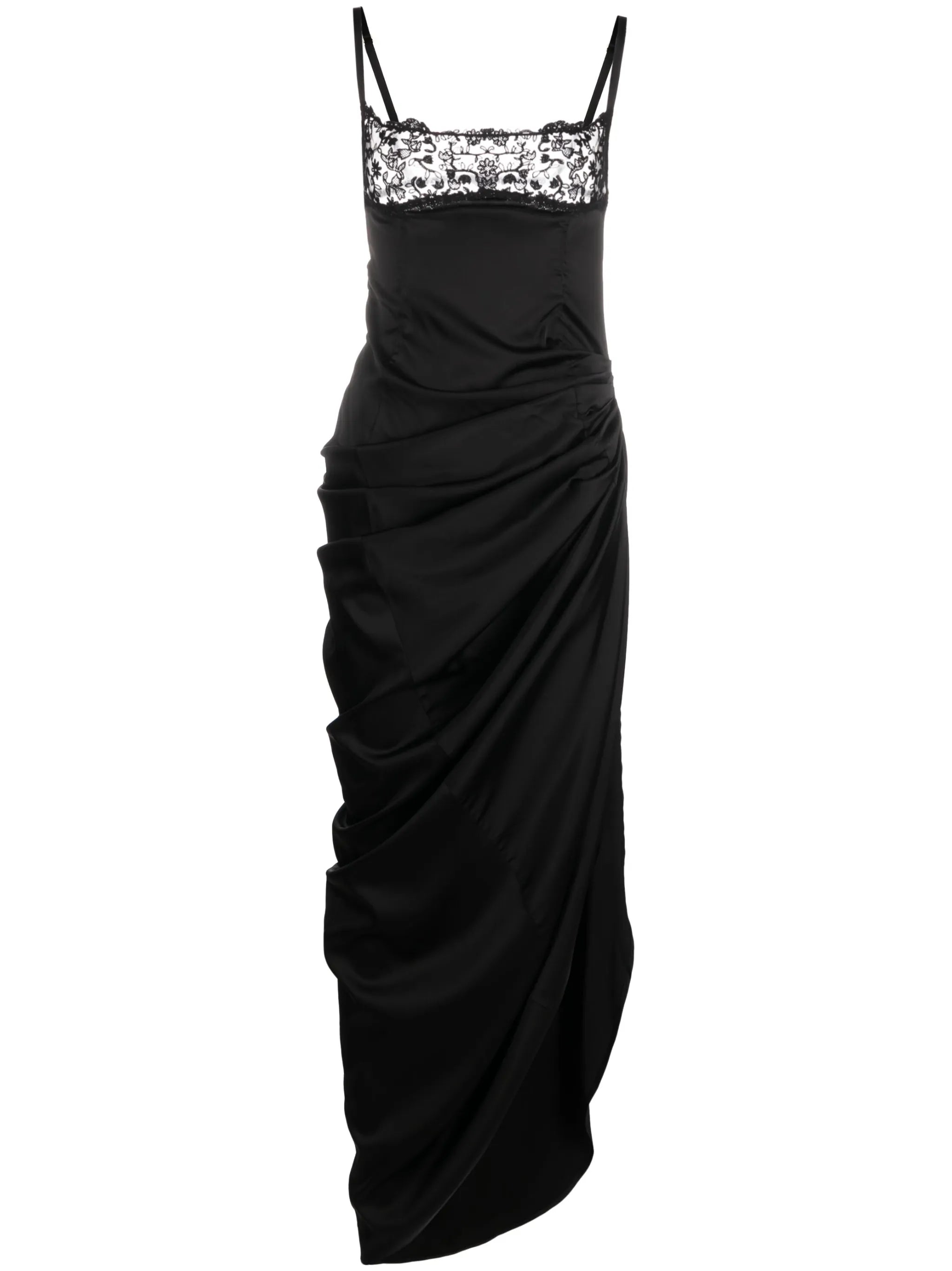 La Saudade floral-embroidered asymmetric dress