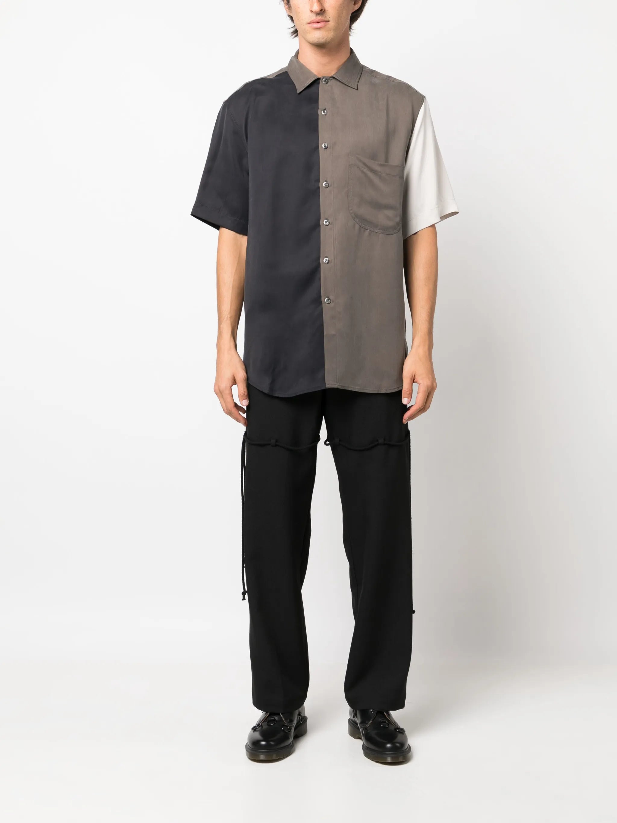 logo-patch straight-leg trousers