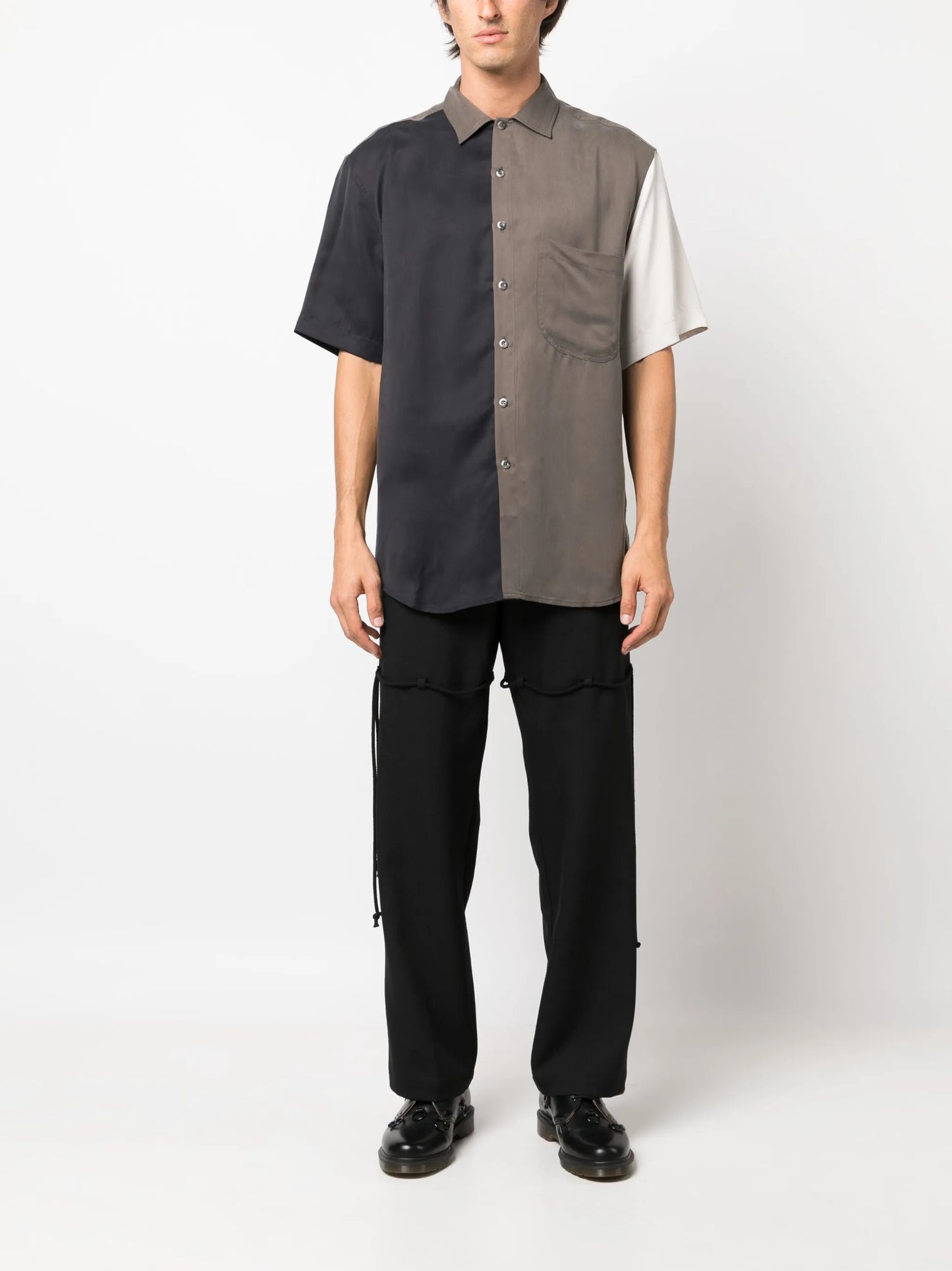logo-patch straight-leg trousers