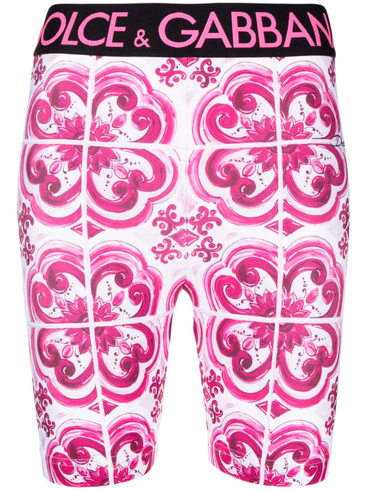 Majolica-print cycling shorts