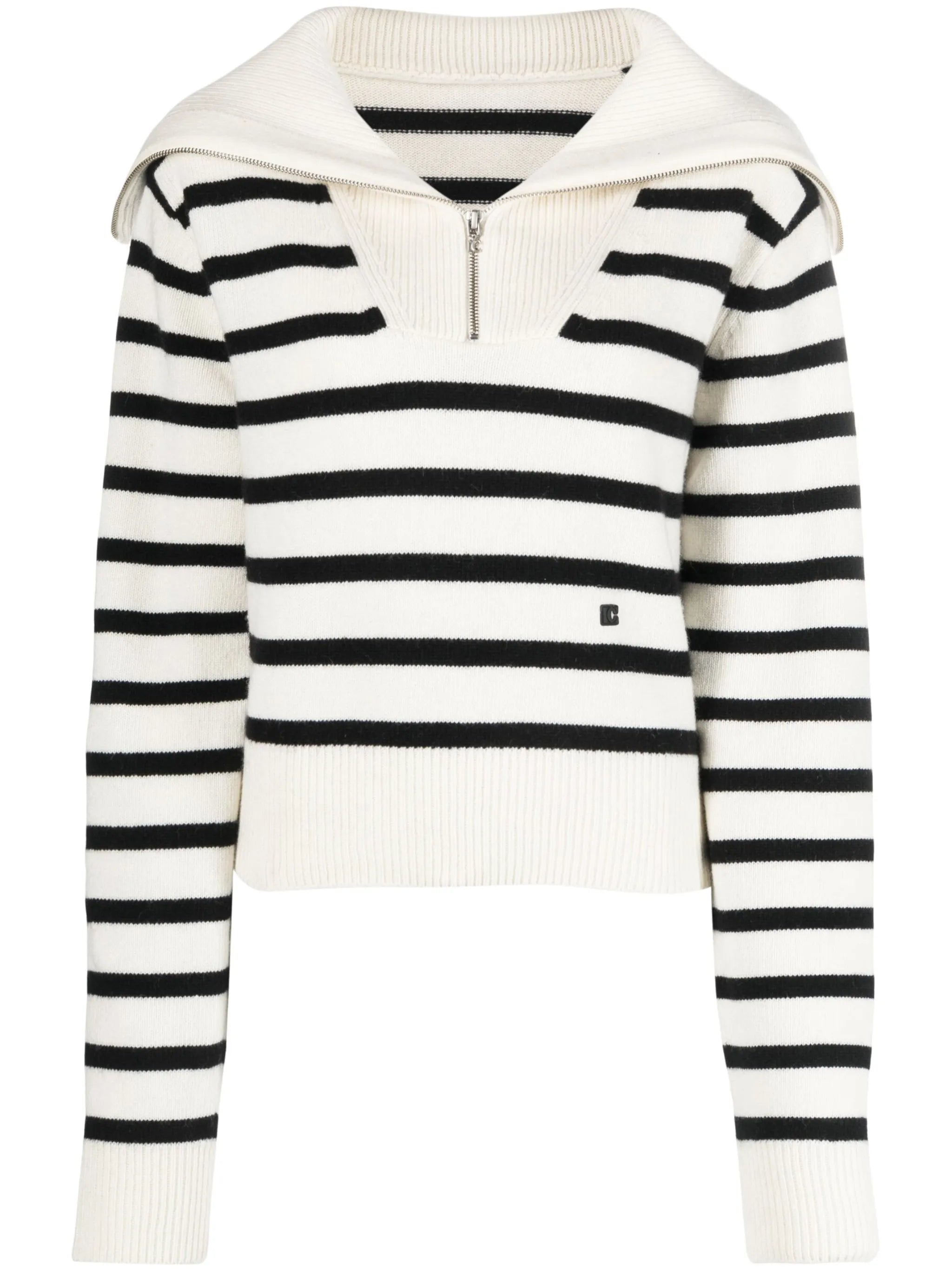 stripe zip-up knitted jumper