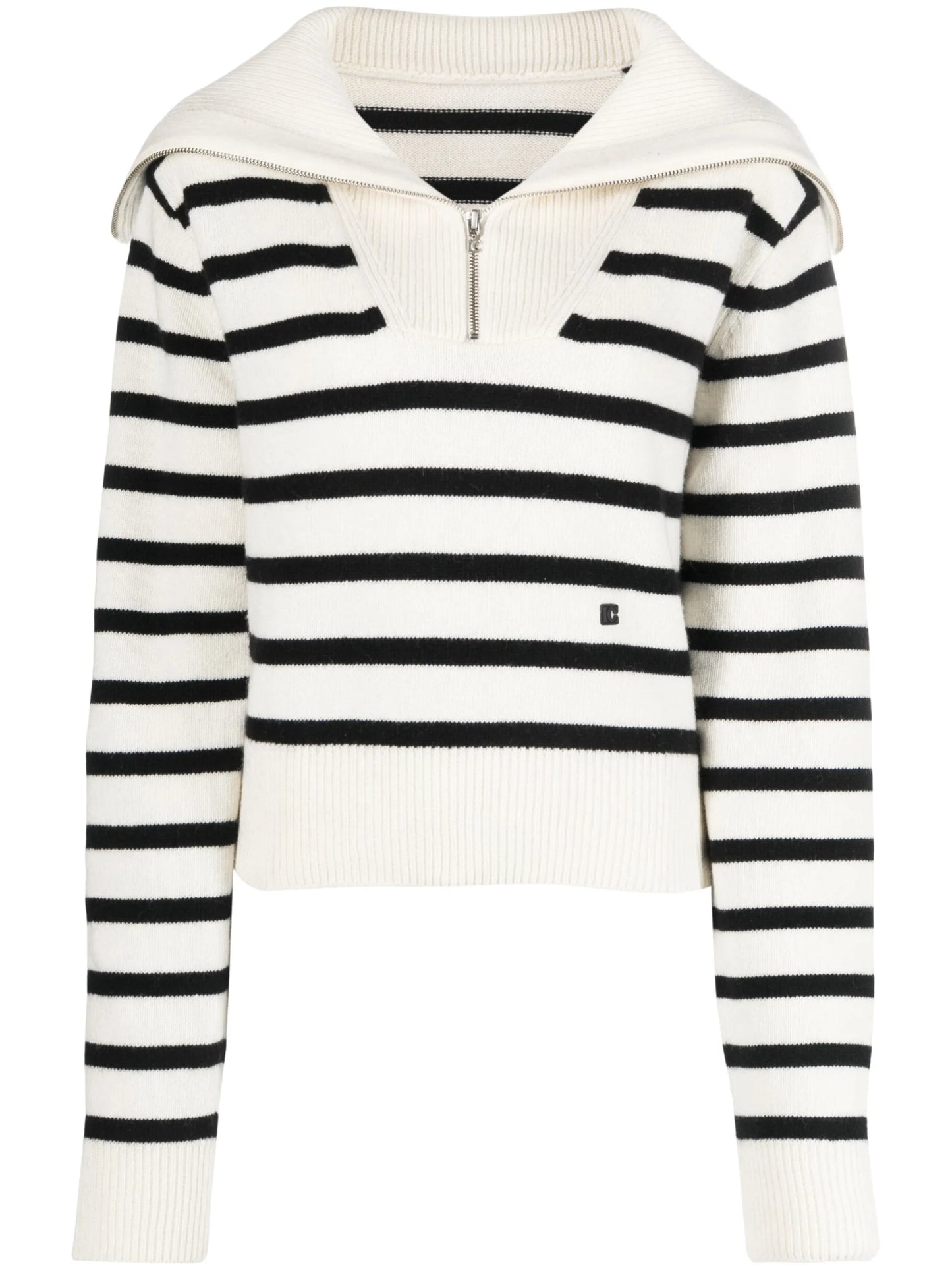 stripe zip-up knitted jumper