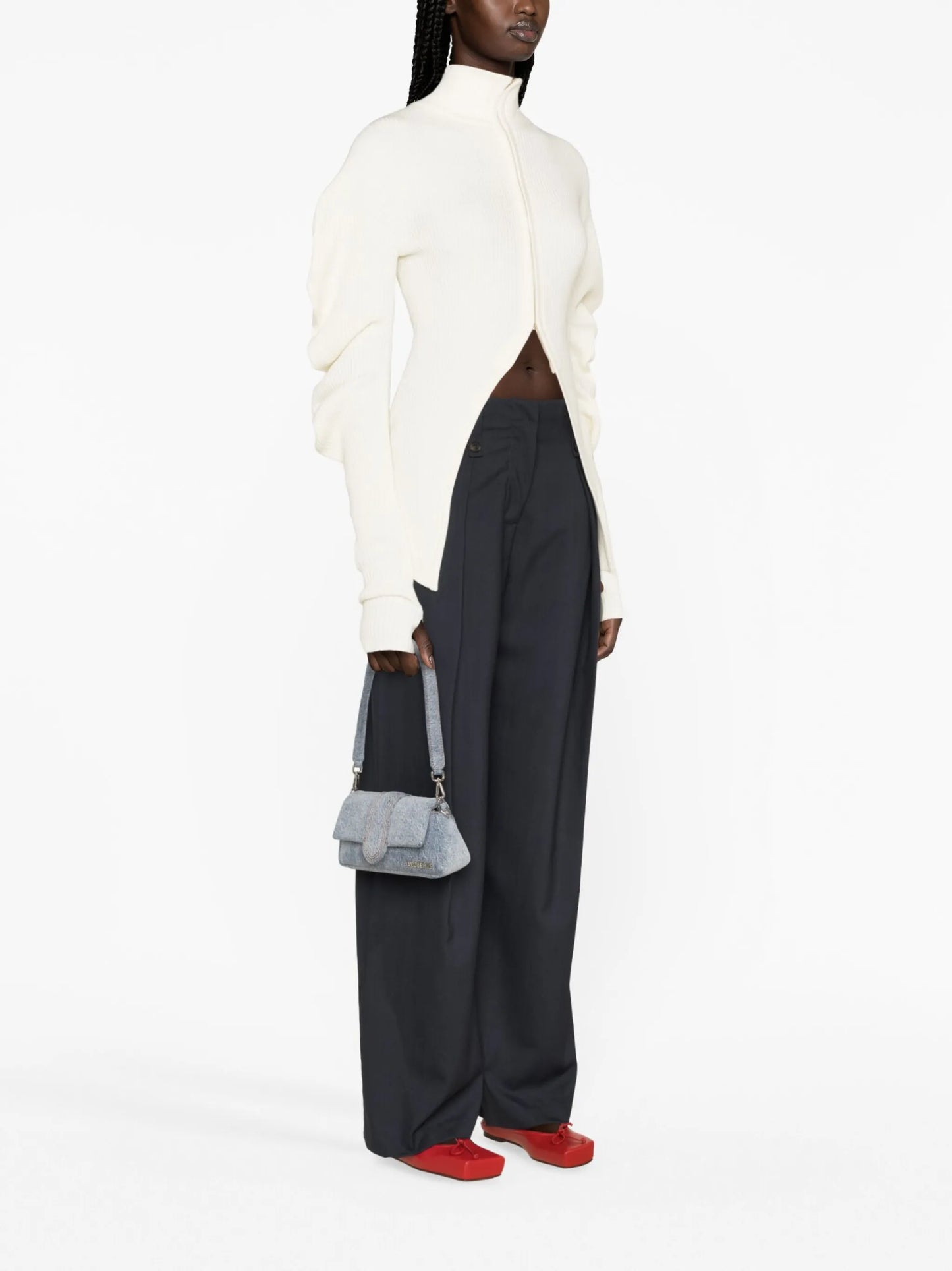 volume-sleeve knit cardigan