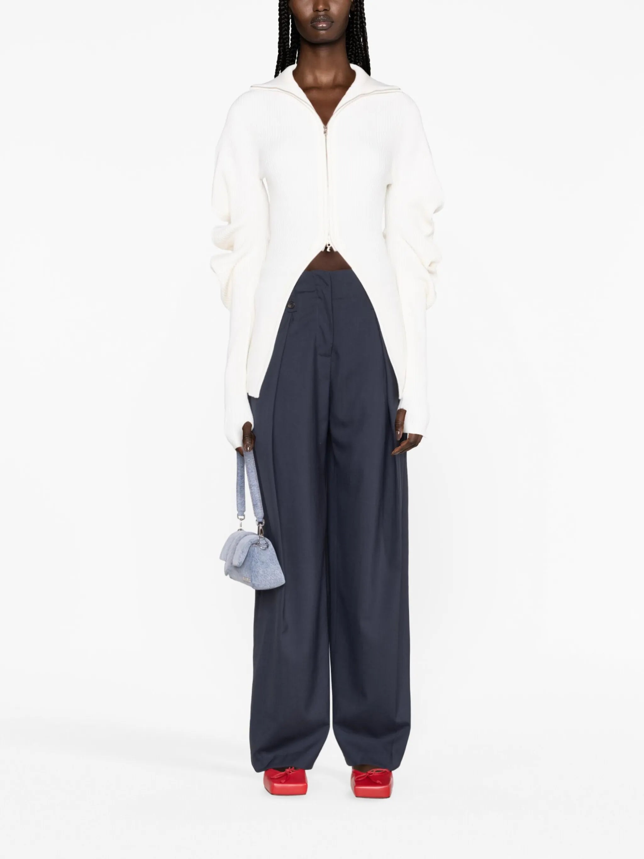 volume-sleeve knit cardigan