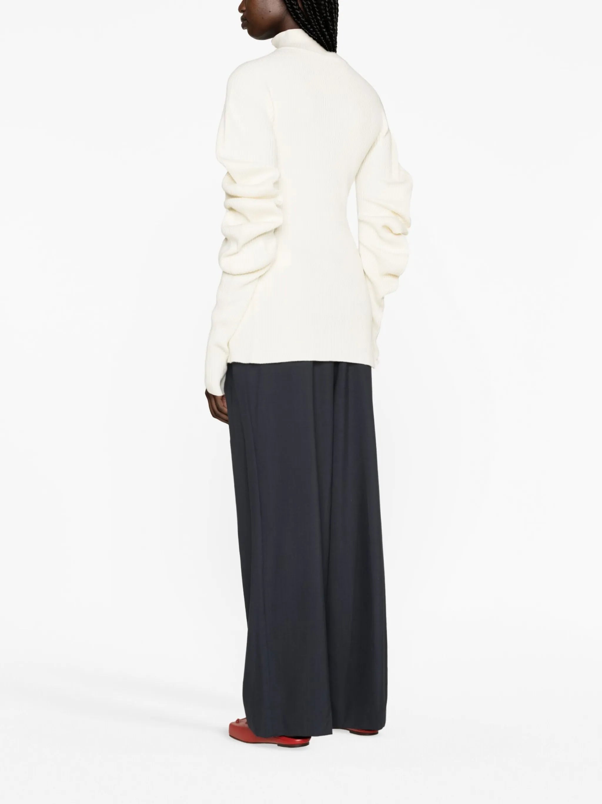 volume-sleeve knit cardigan