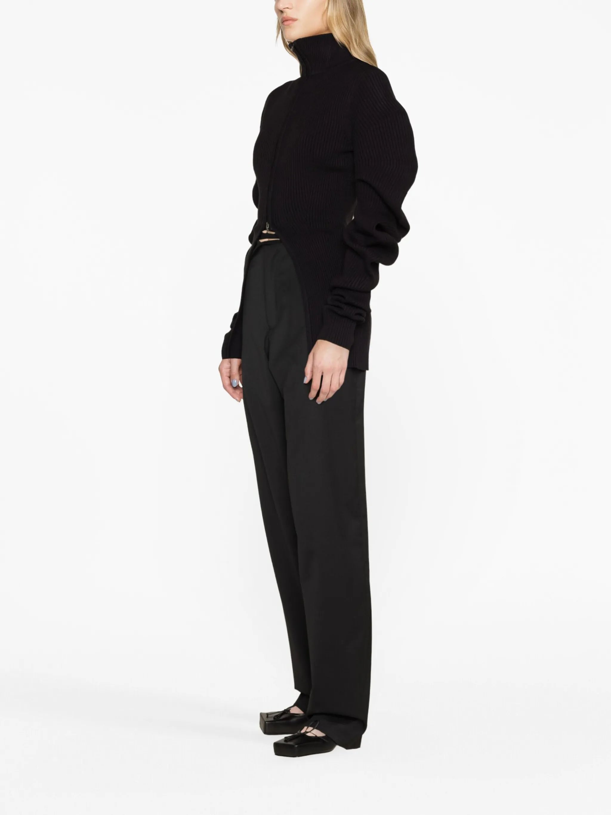 volume-sleeve knit cardigan