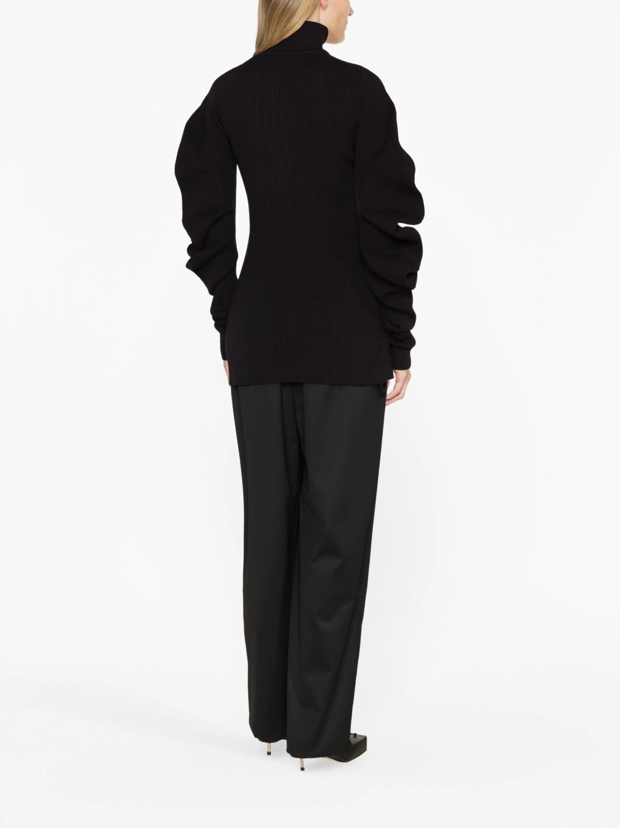 volume-sleeve knit cardigan