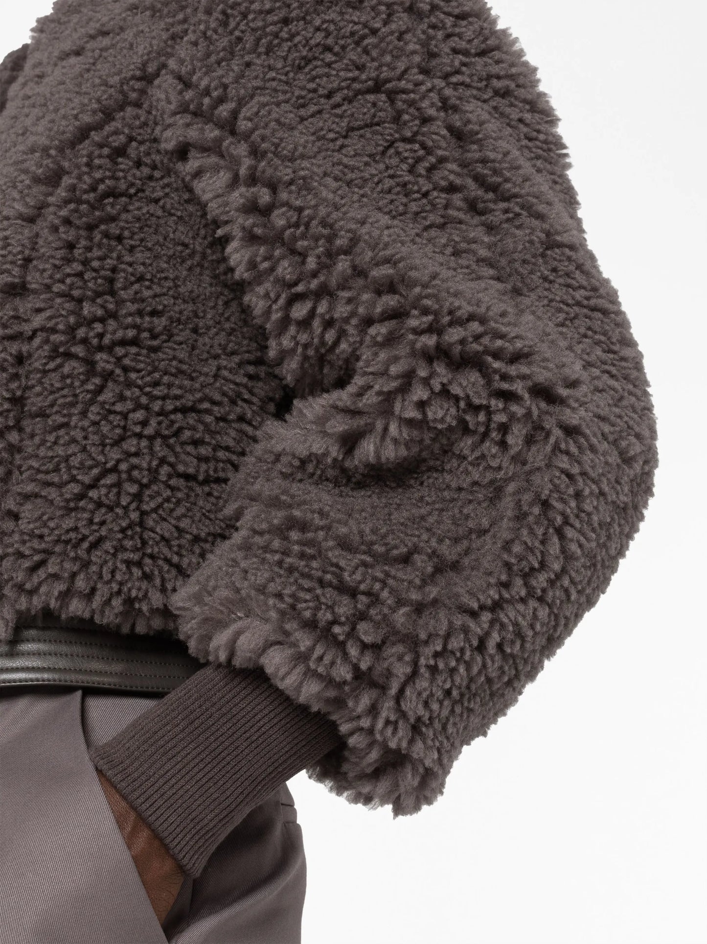 cropped faux-shearling bomber jacket
