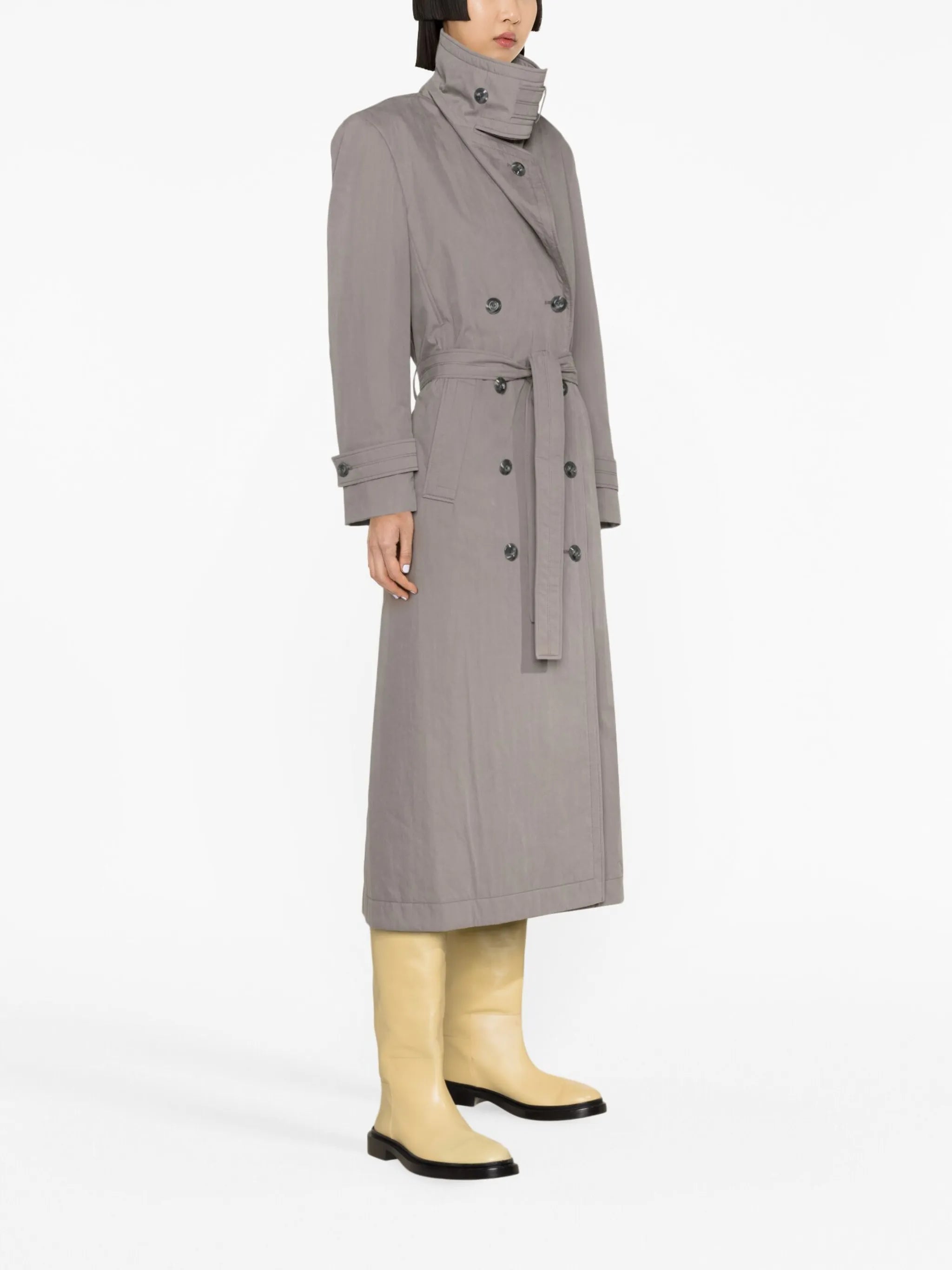 belted cotton trench coat