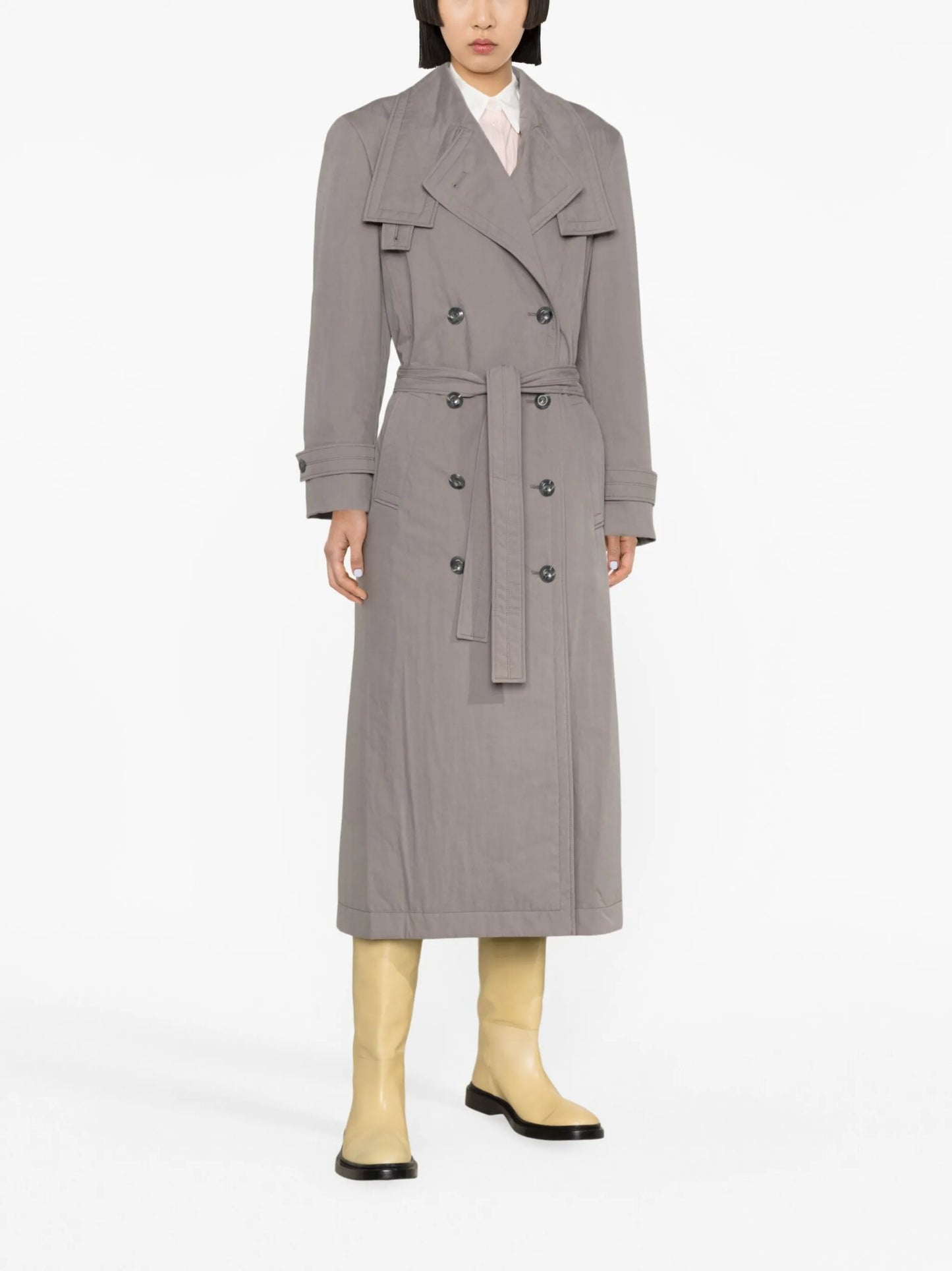 belted cotton trench coat