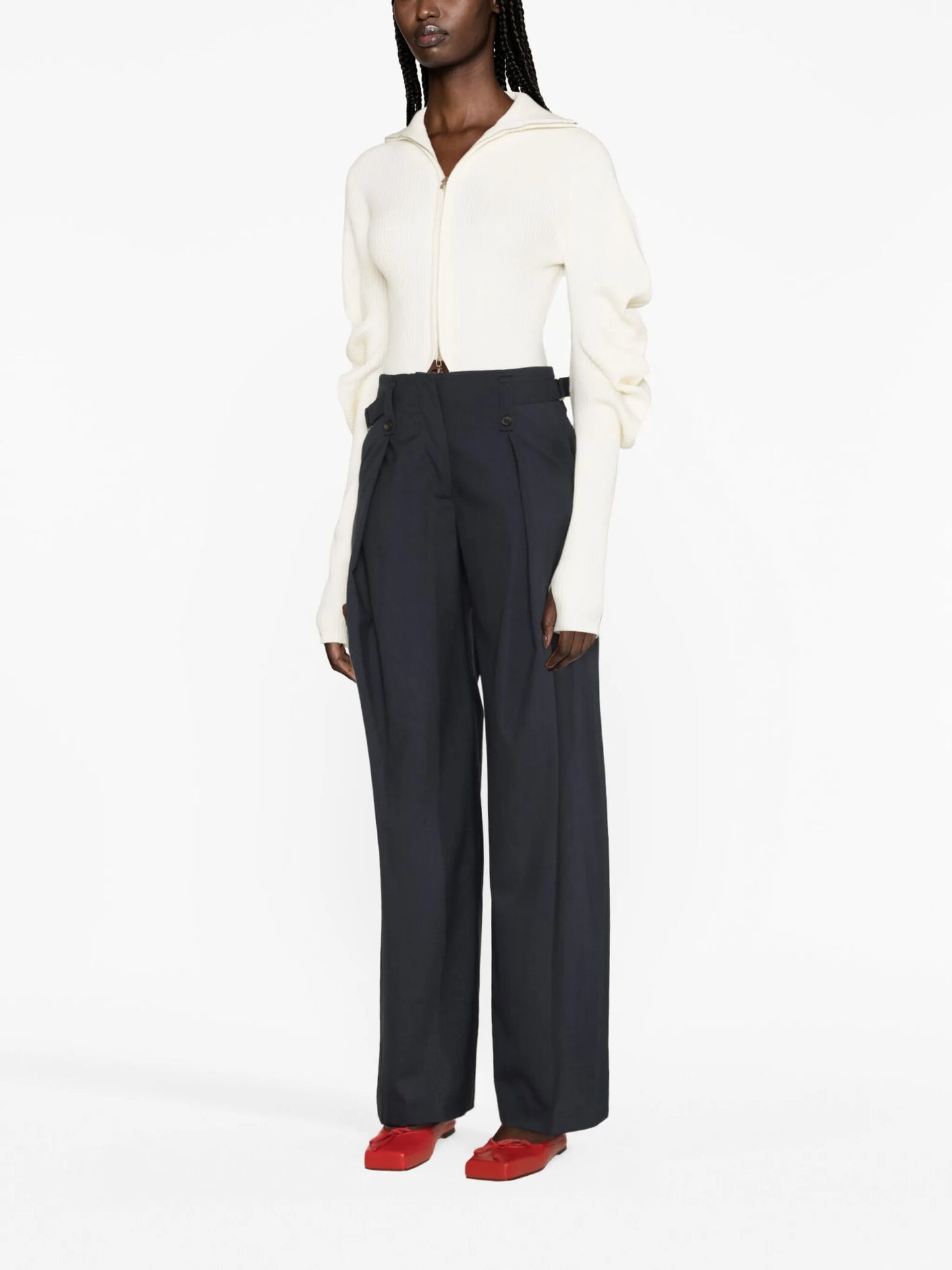 wide-leg tailored trousers
