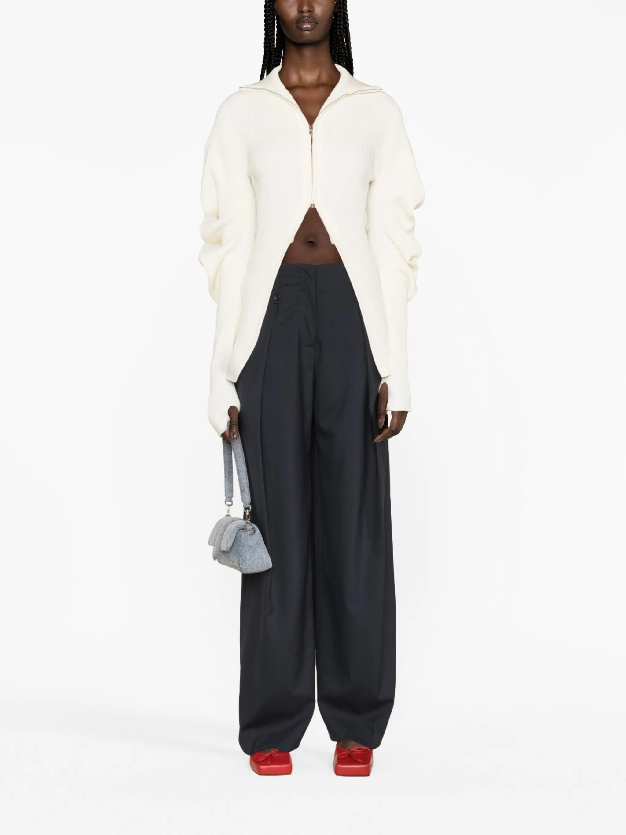 wide-leg tailored trousers