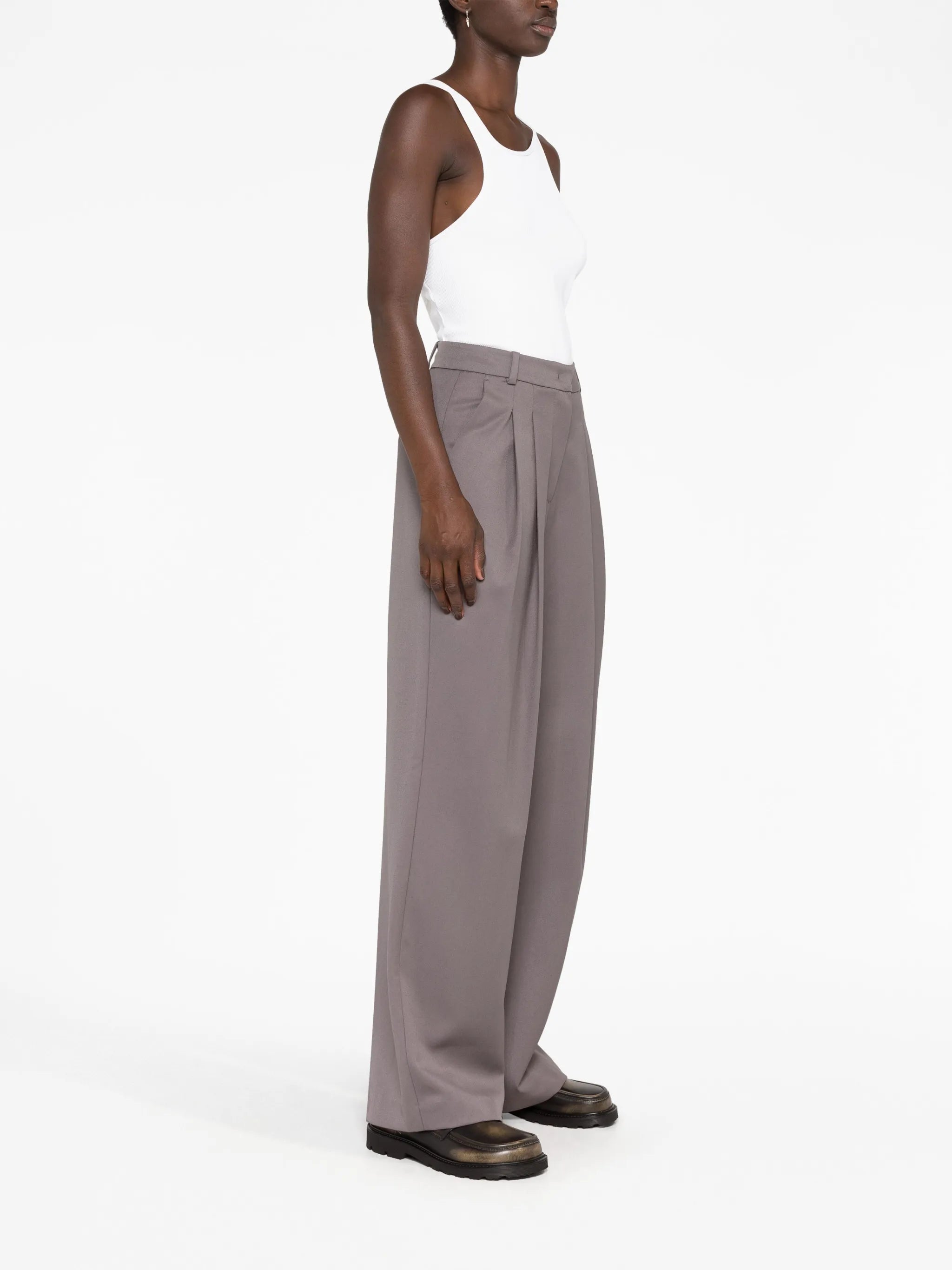 pleated wool-blend trousers