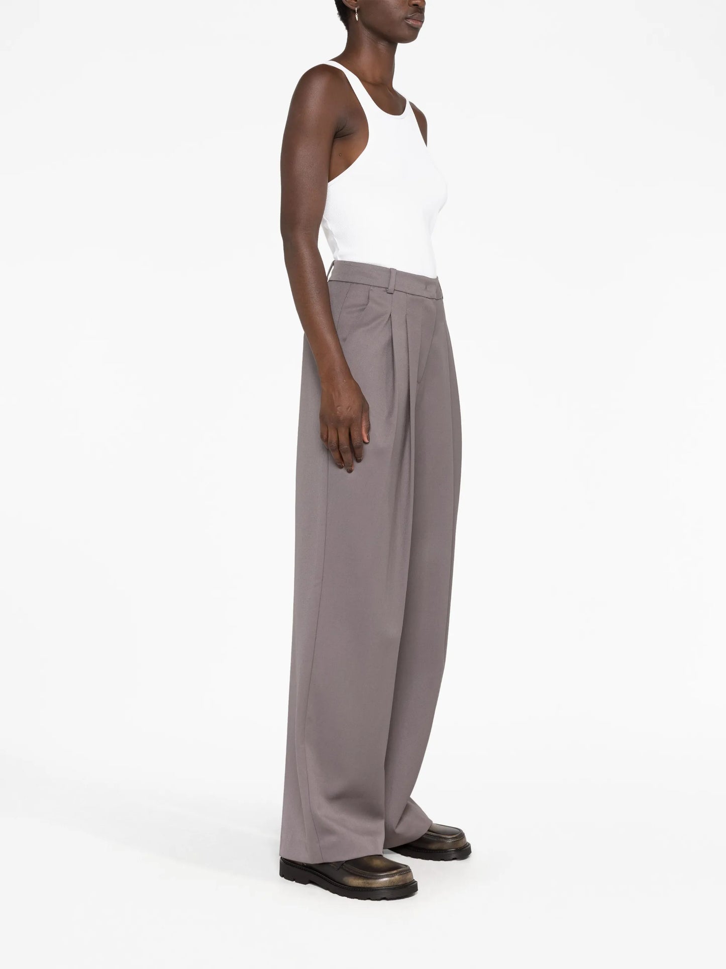 pleated wool-blend trousers