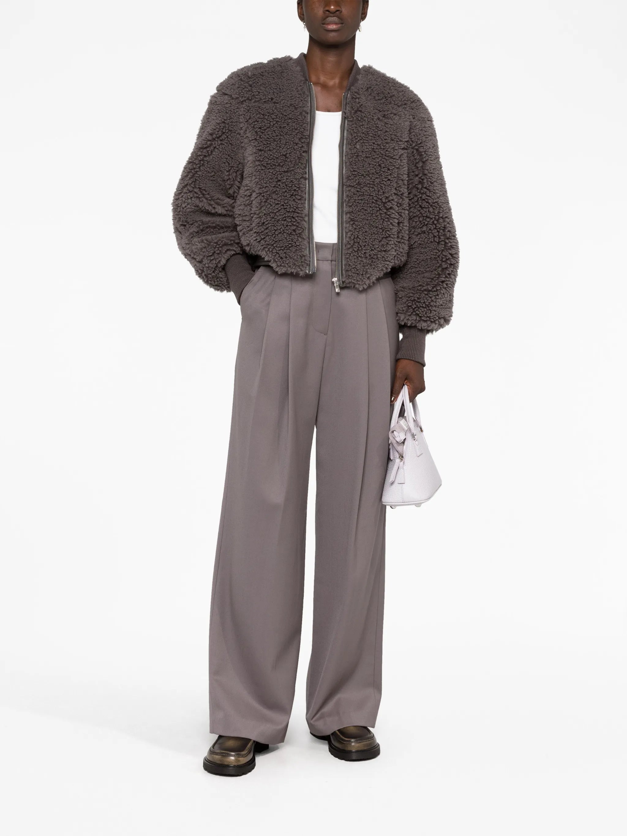pleated wool-blend trousers