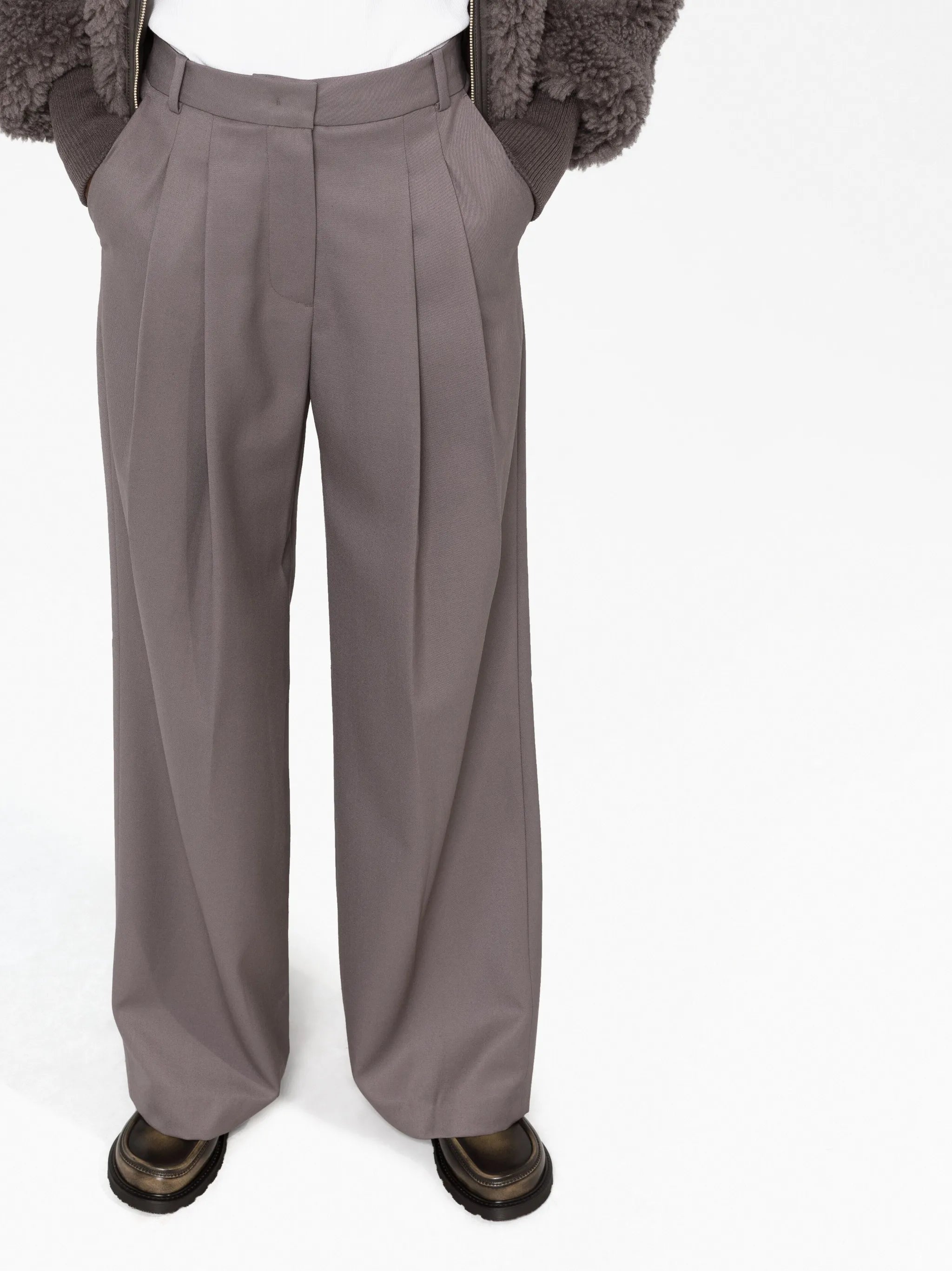 pleated wool-blend trousers