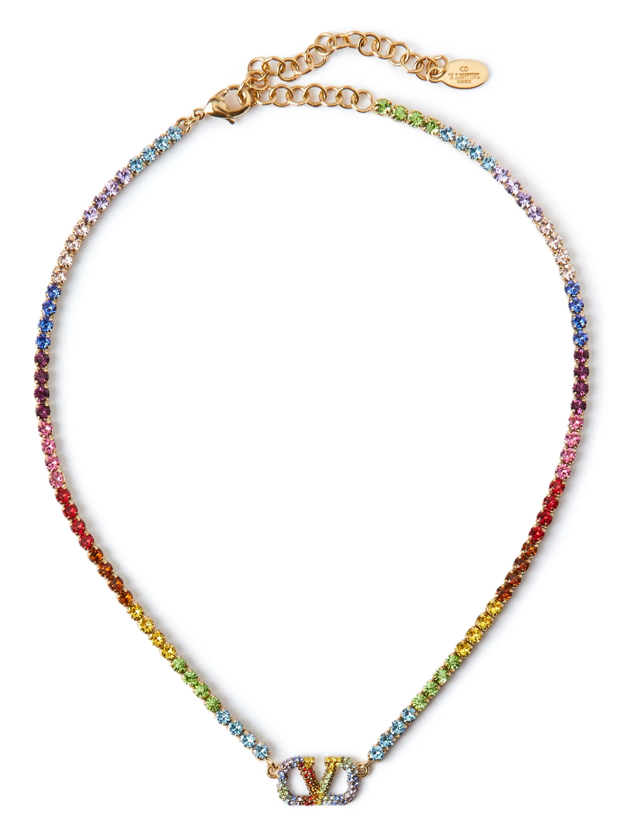 Rainbow crystal-embellished necklace