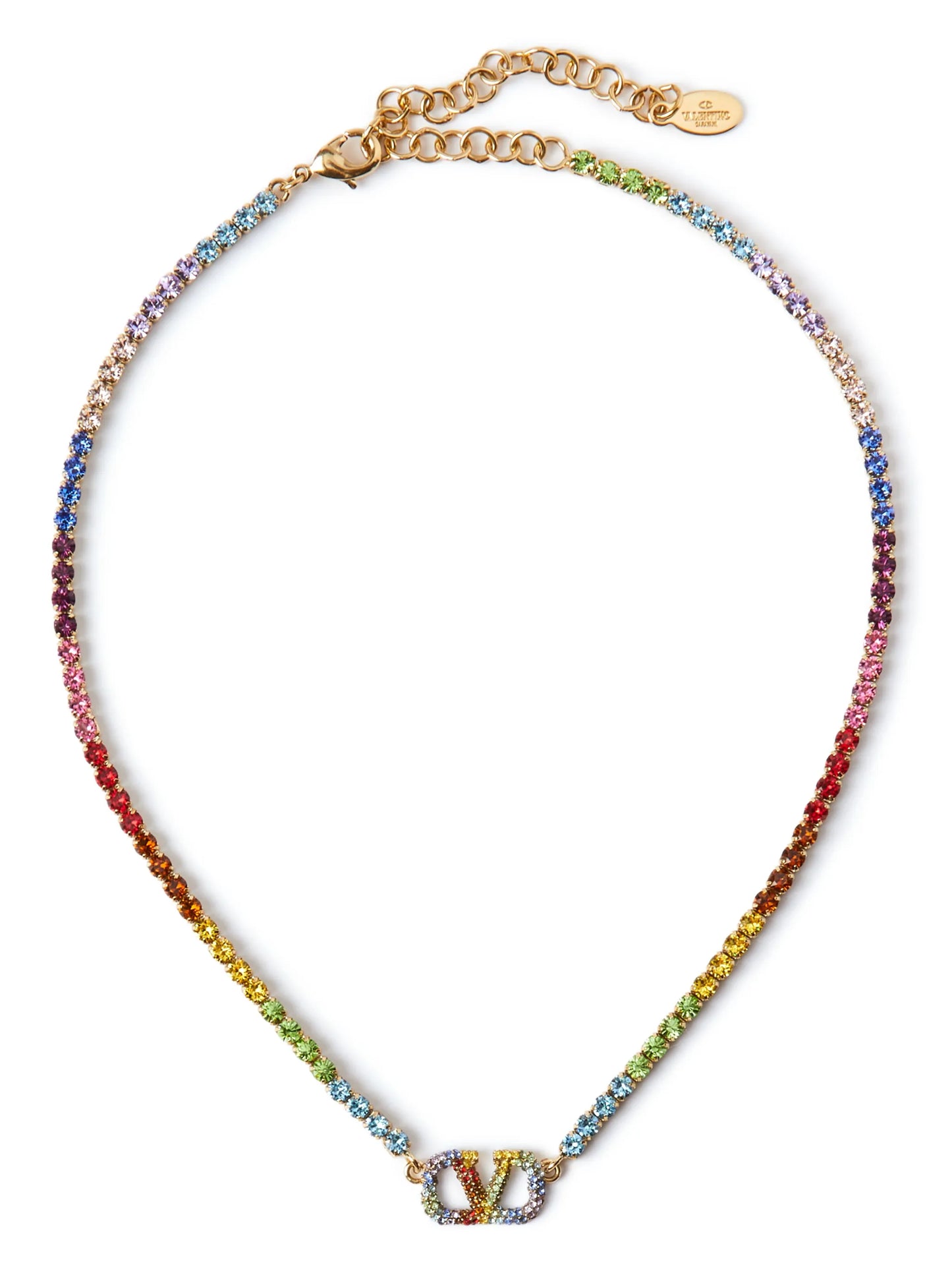 Rainbow crystal-embellished necklace