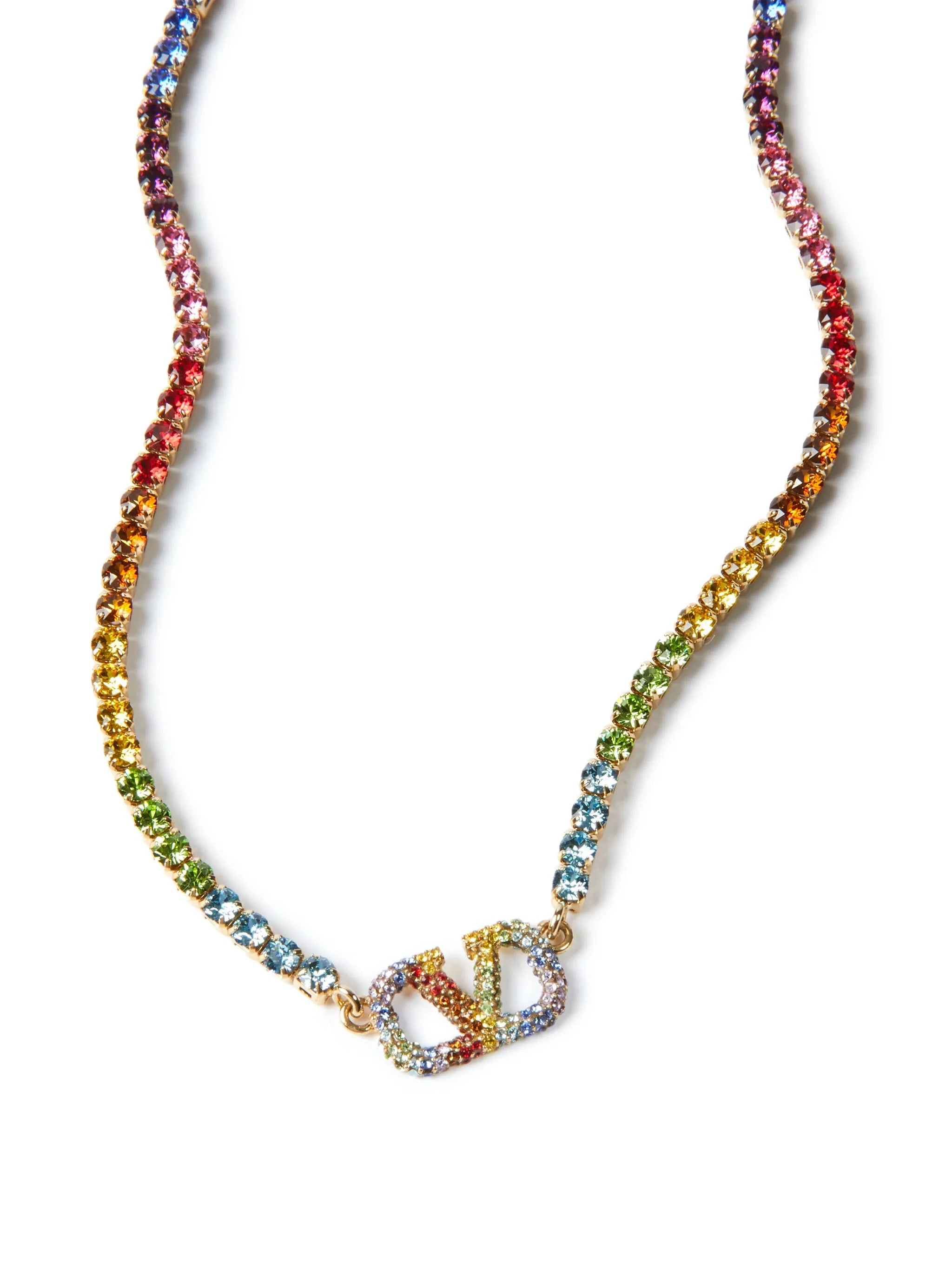 Rainbow crystal-embellished necklace