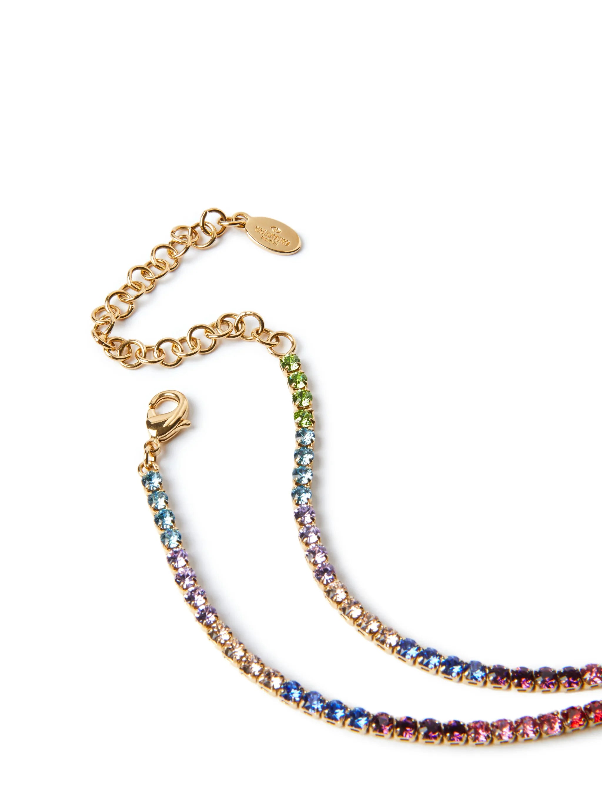 Rainbow crystal-embellished necklace