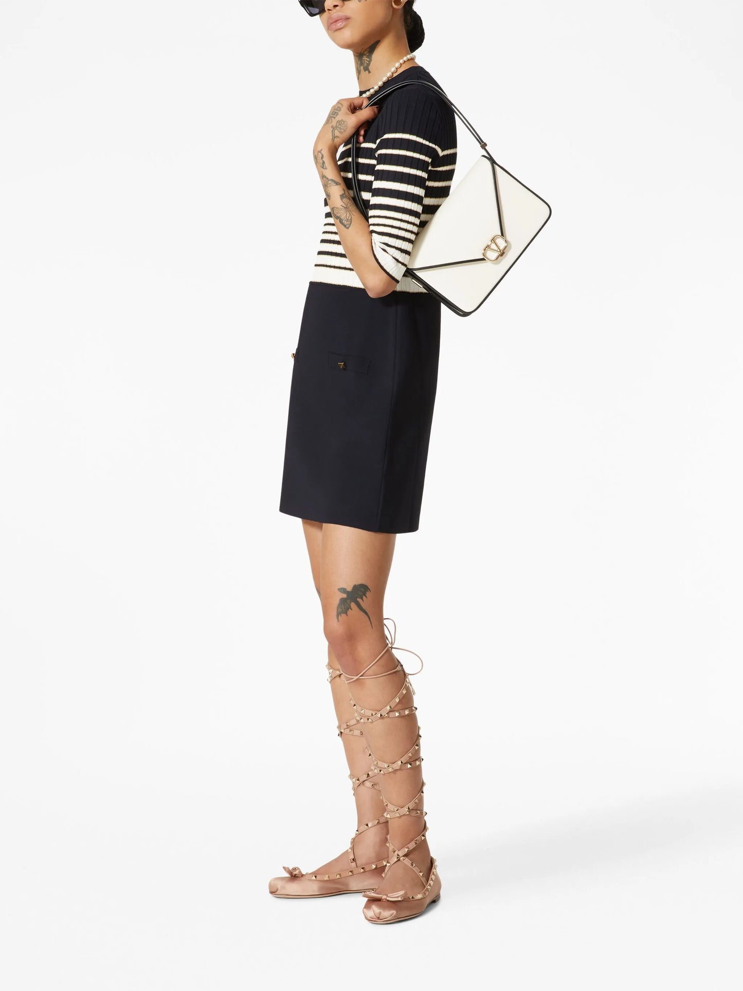 Letter leather shoulder bag