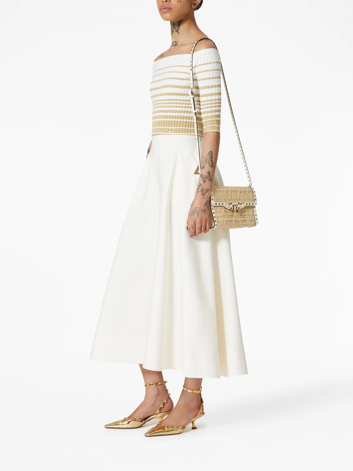 small Rockstud bouclé shoulder bag