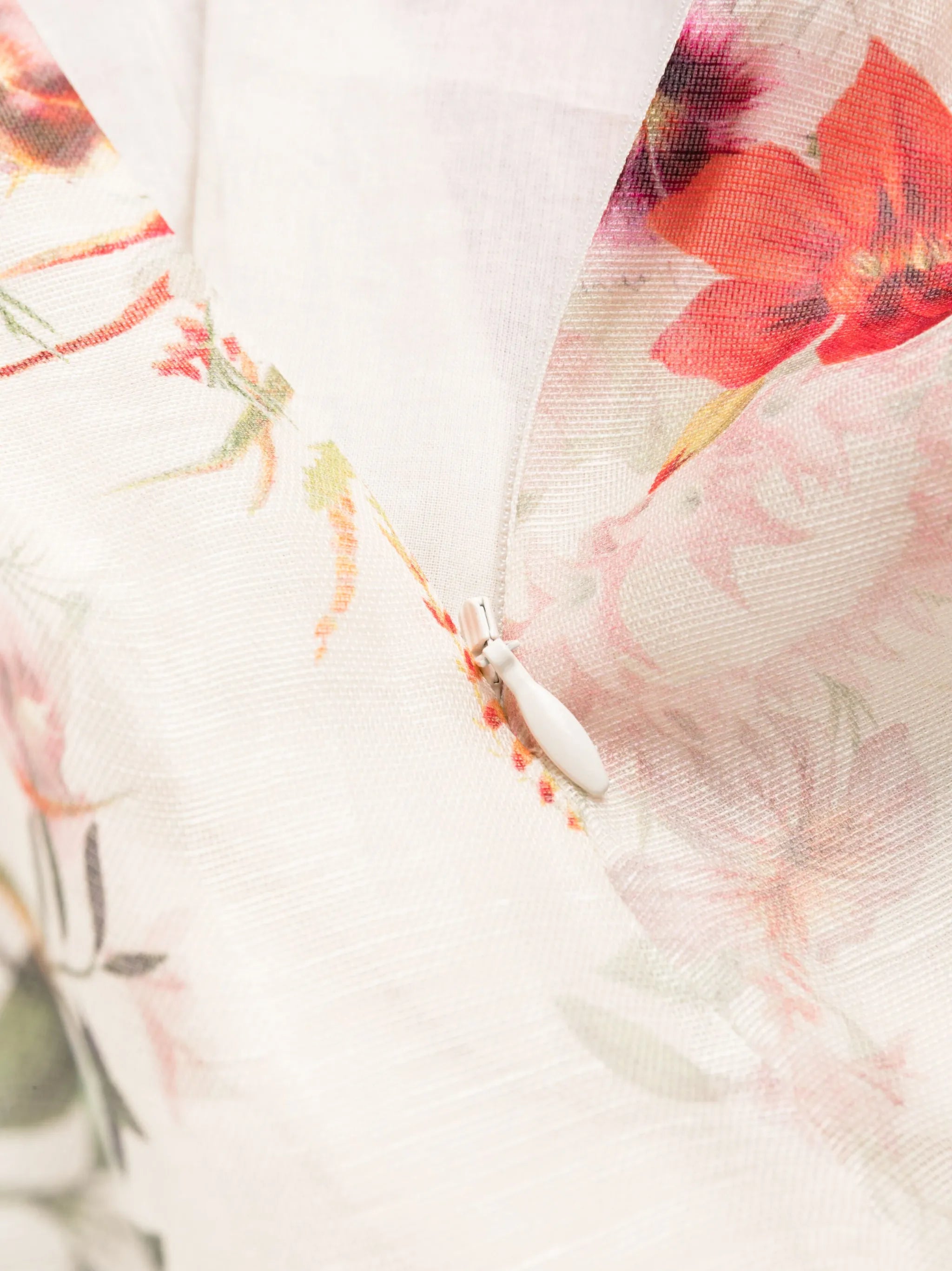 poppy-print V-neck dress