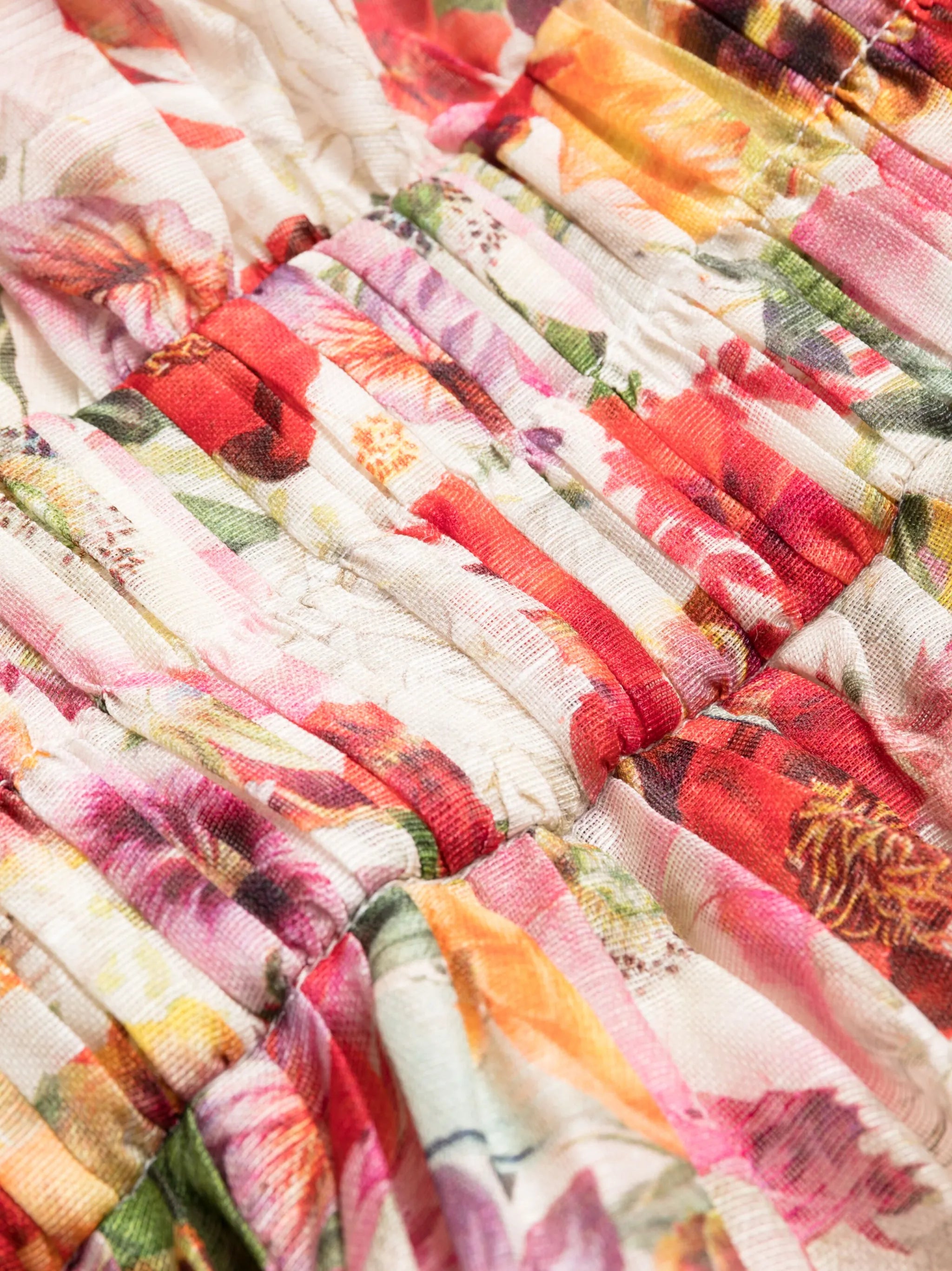 poppy-print V-neck dress