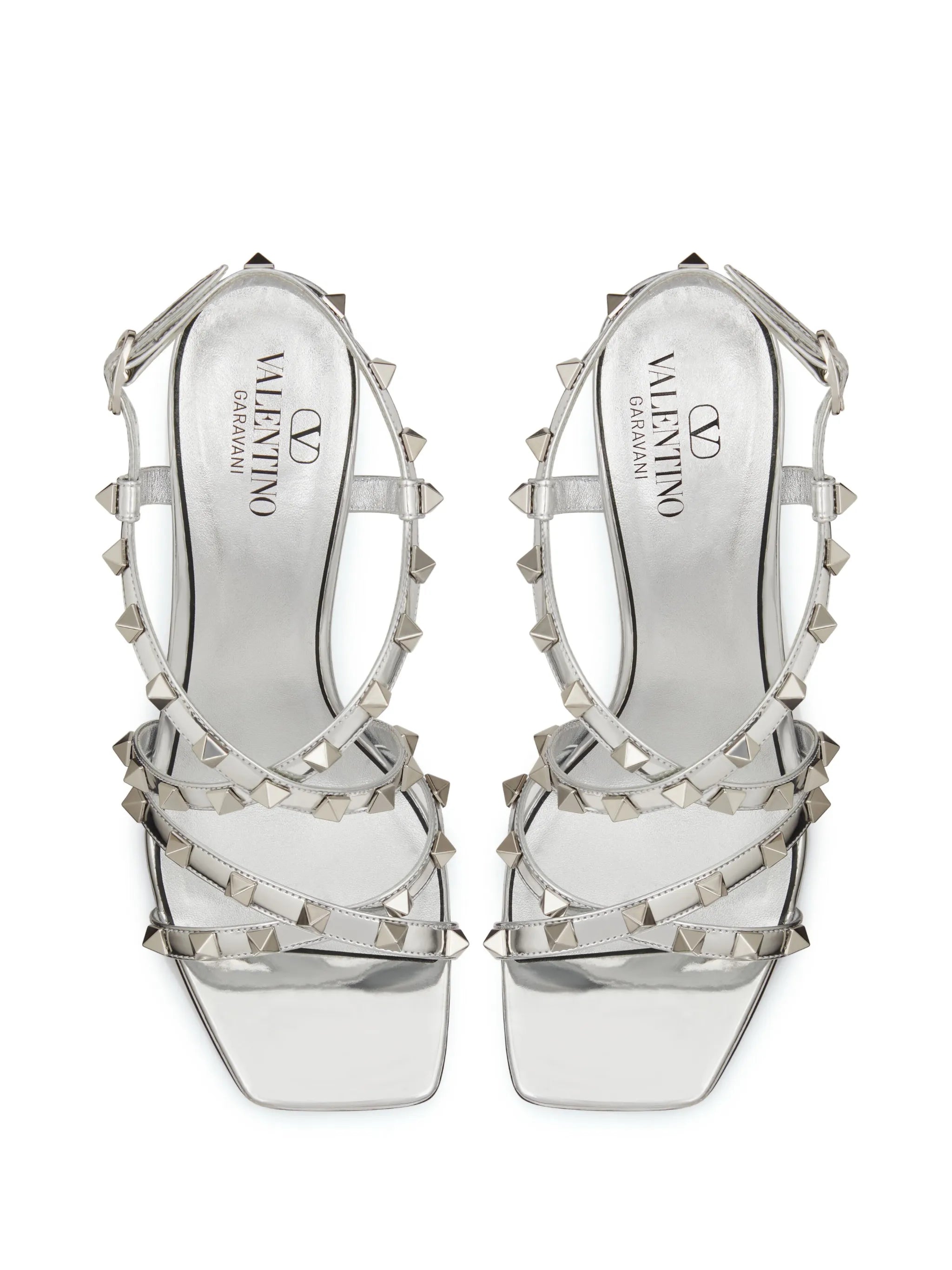 100mm Rockstud mirrored sandals