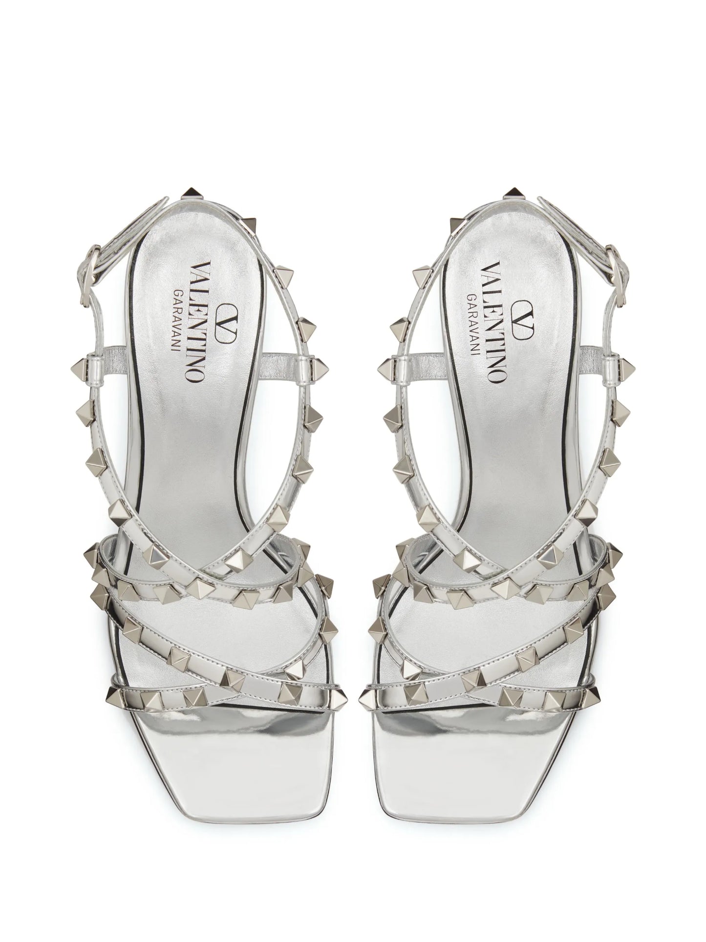 100mm Rockstud mirrored sandals