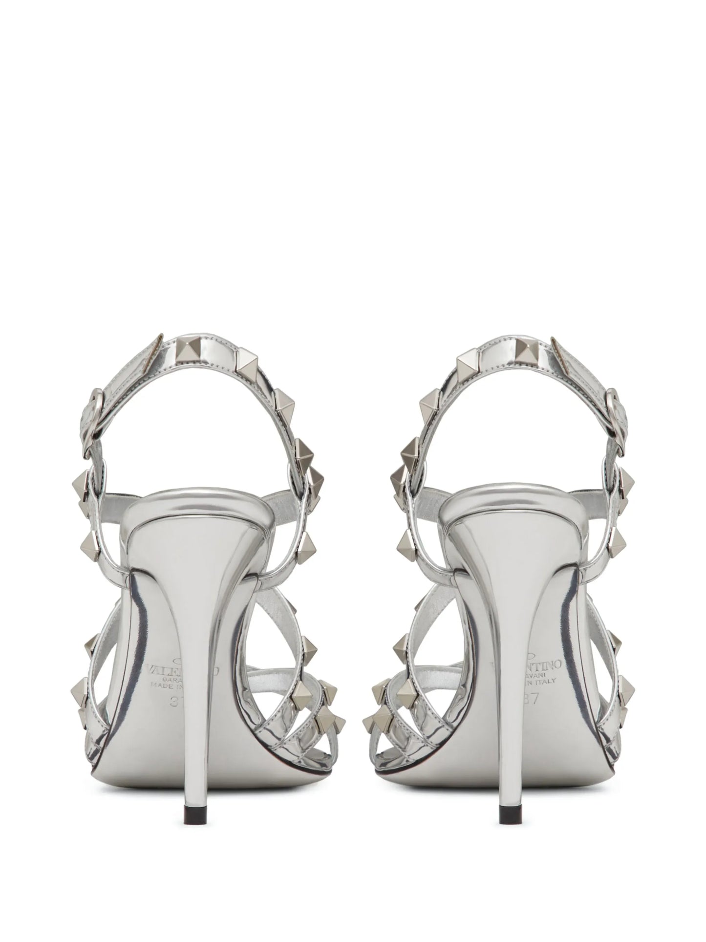 100mm Rockstud mirrored sandals