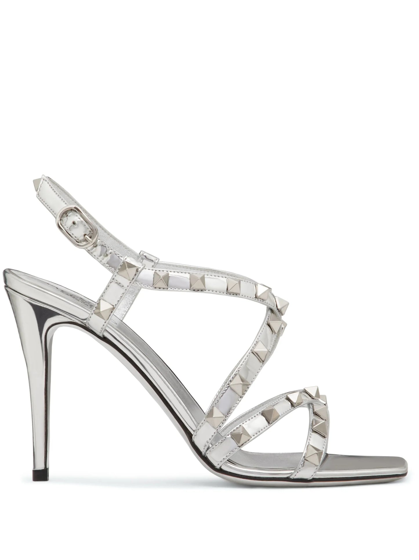 100mm Rockstud mirrored sandals