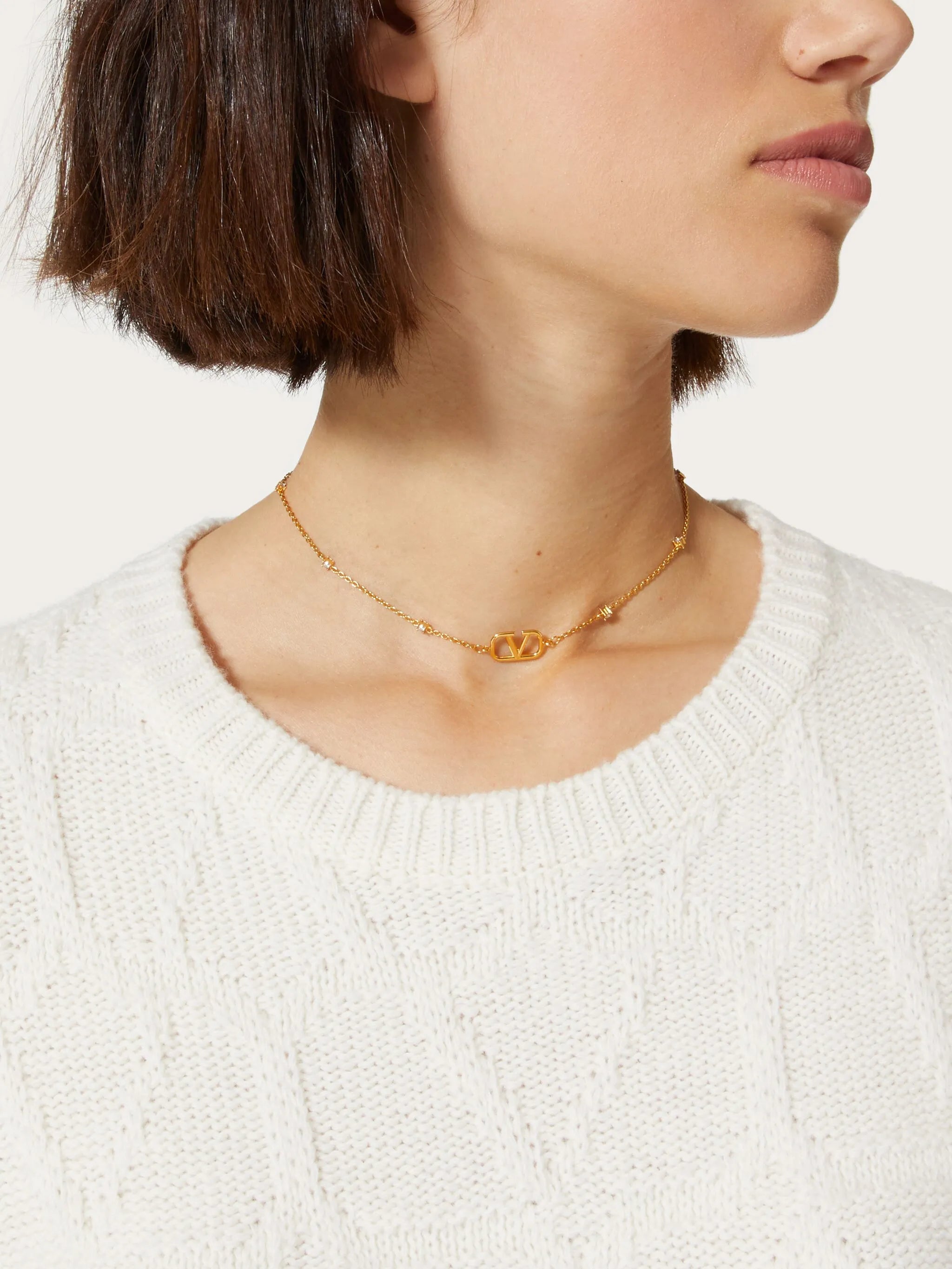 VLogo Signature crystal-embellished necklace