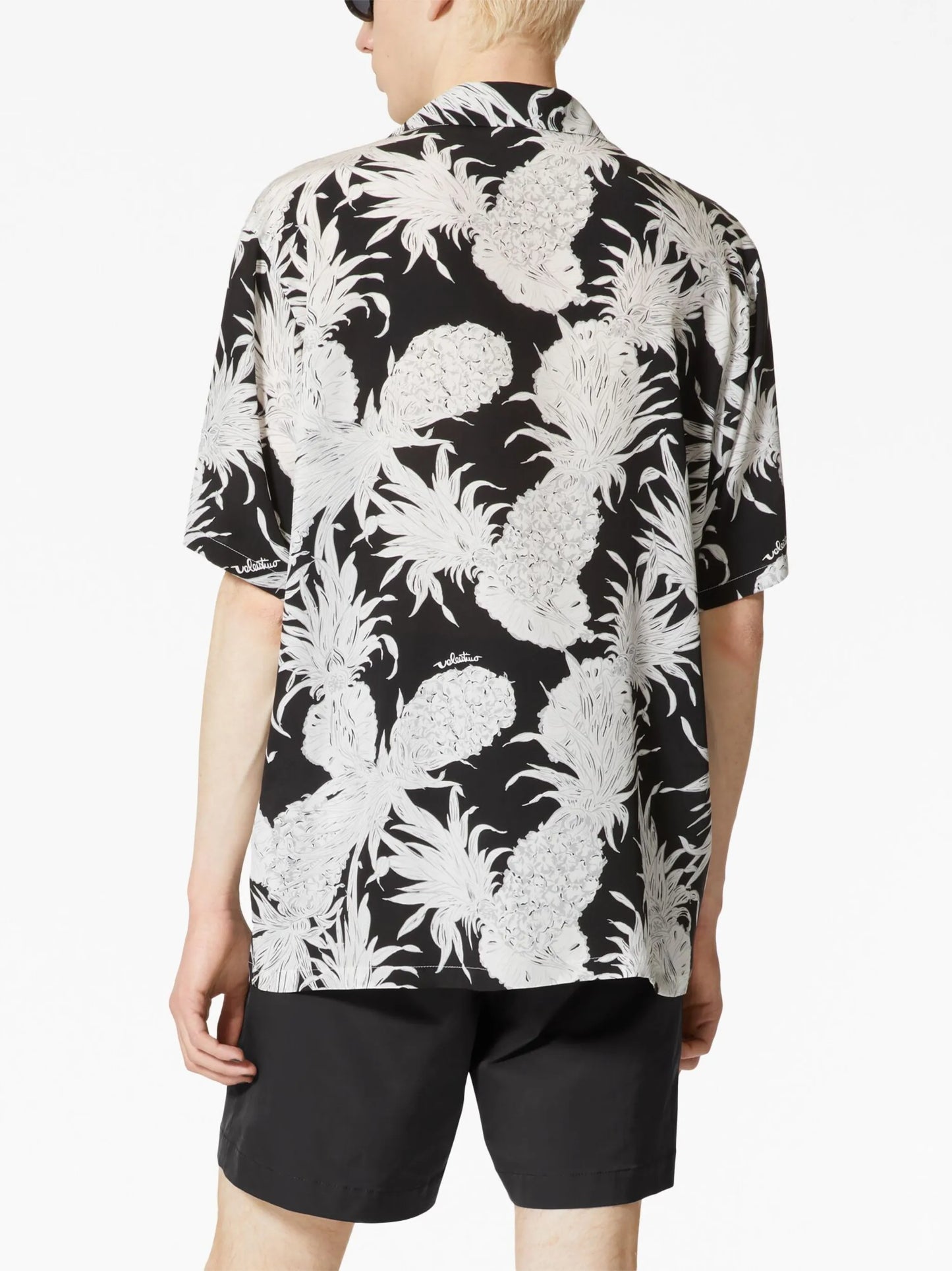 Pineapple-print silk bowling shirt