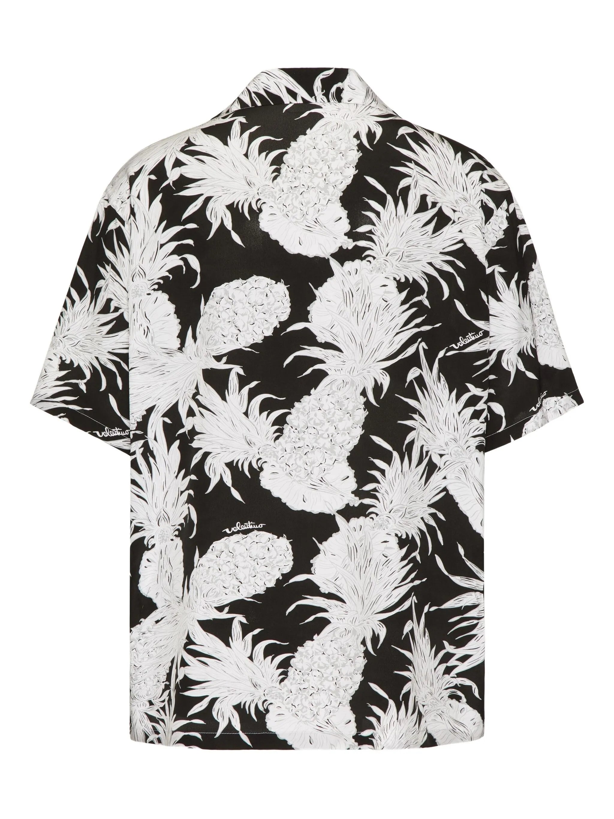 Pineapple-print silk bowling shirt