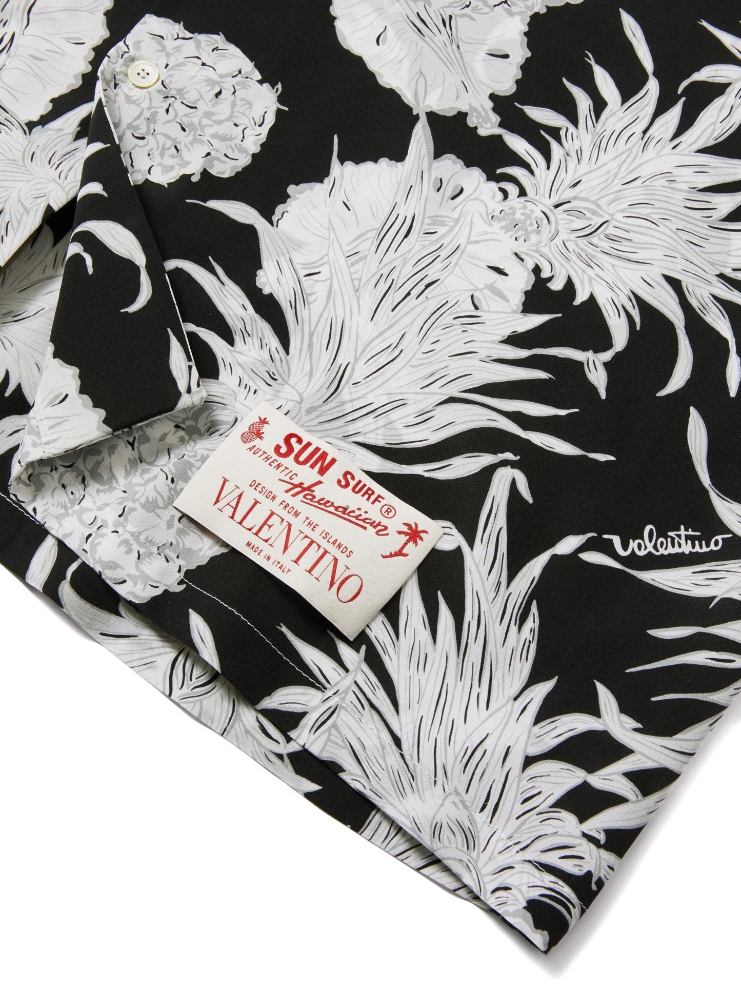 Pineapple-print silk bowling shirt