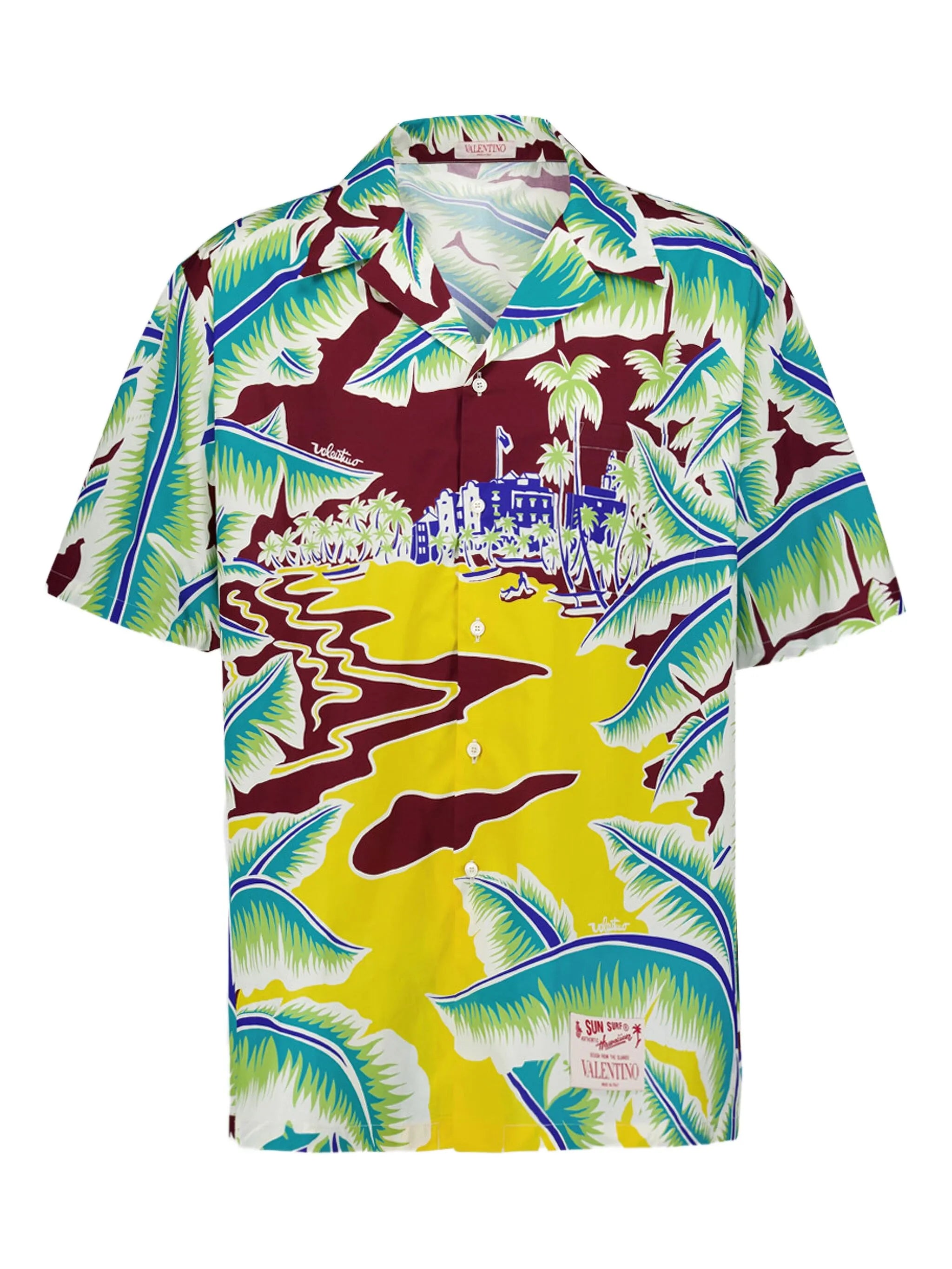 Surf Rider-print cotton bowling shirt