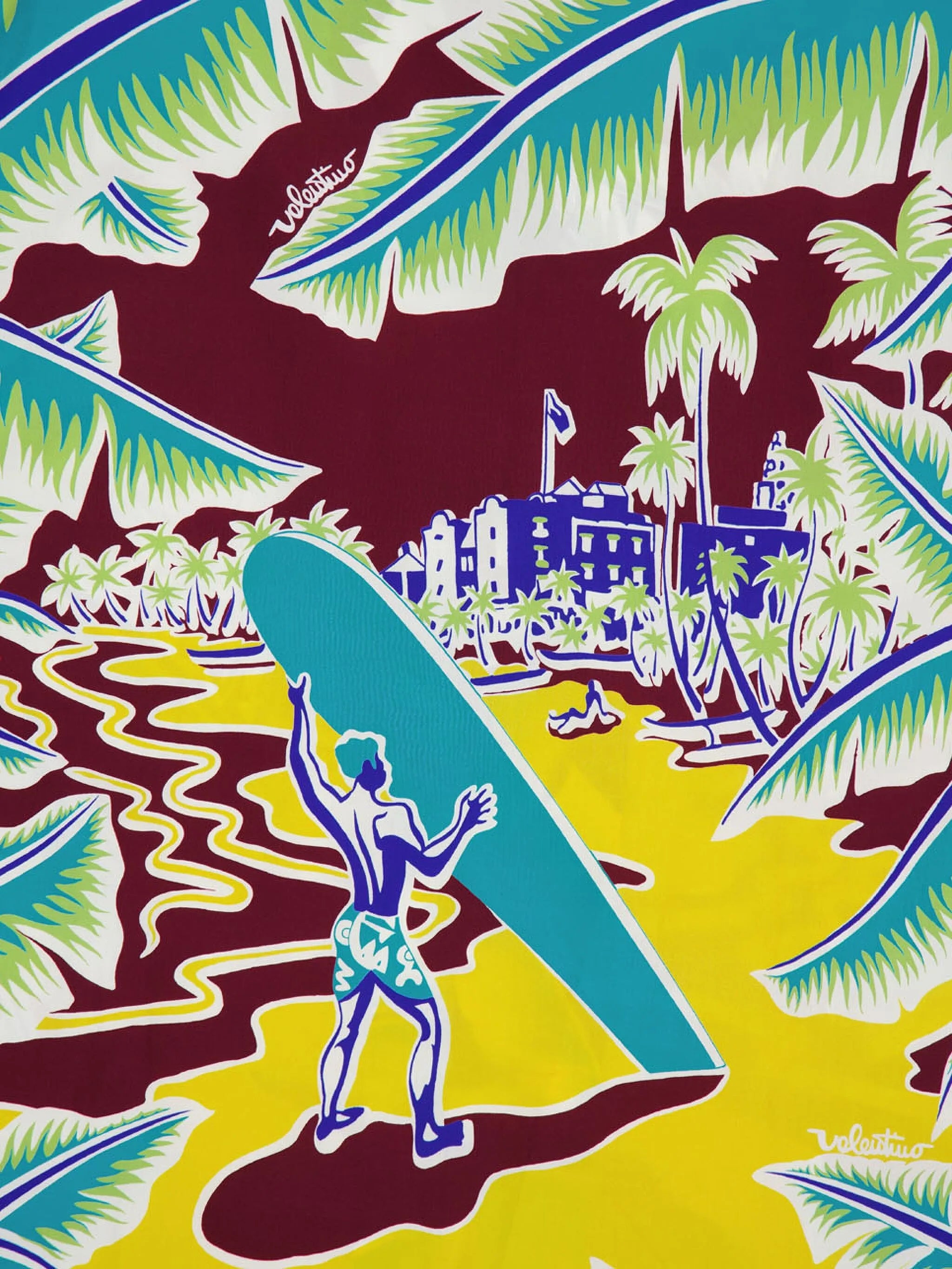 Surf Rider-print cotton bowling shirt