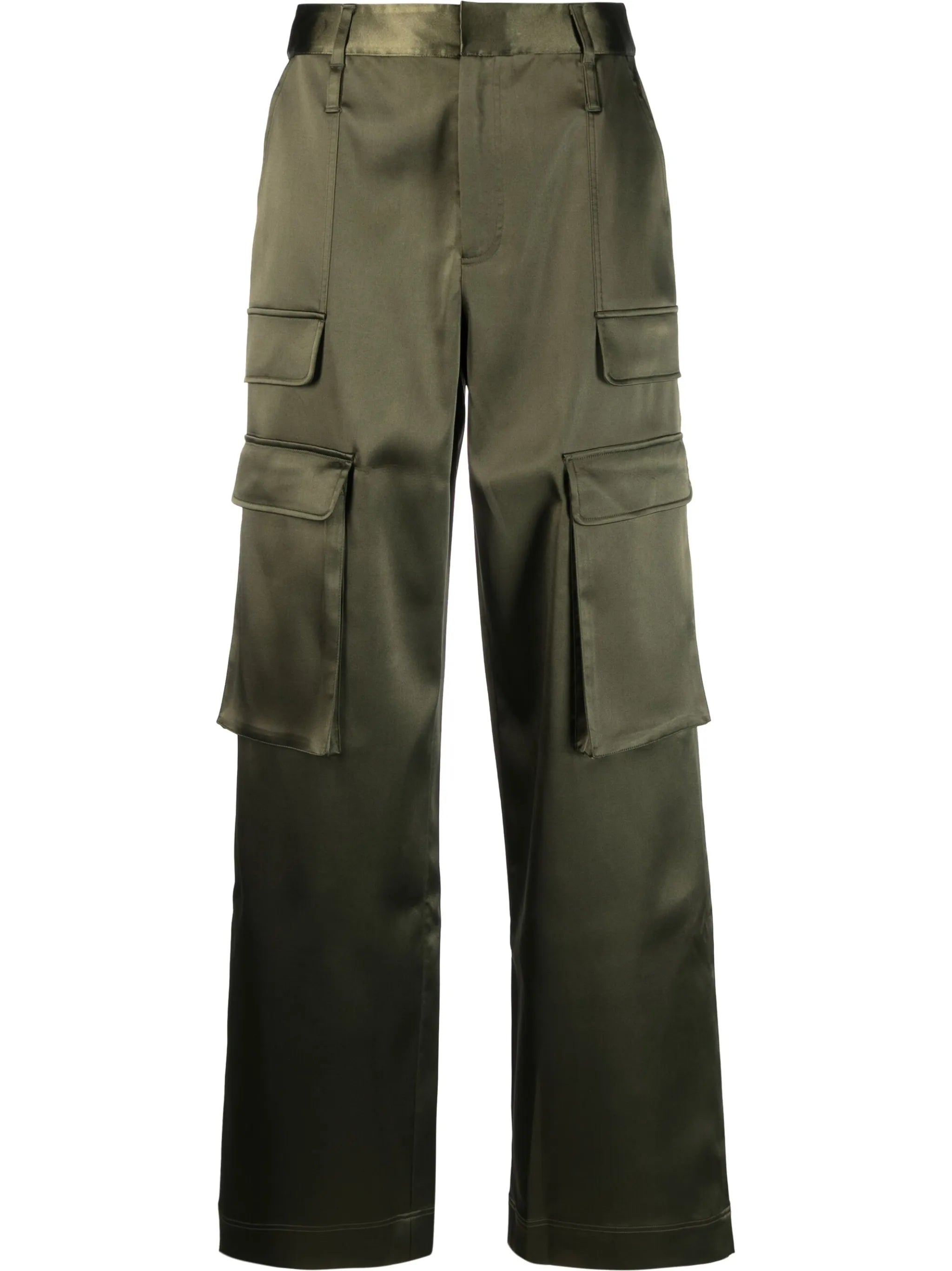 high-waisted cargo-pockets trousers