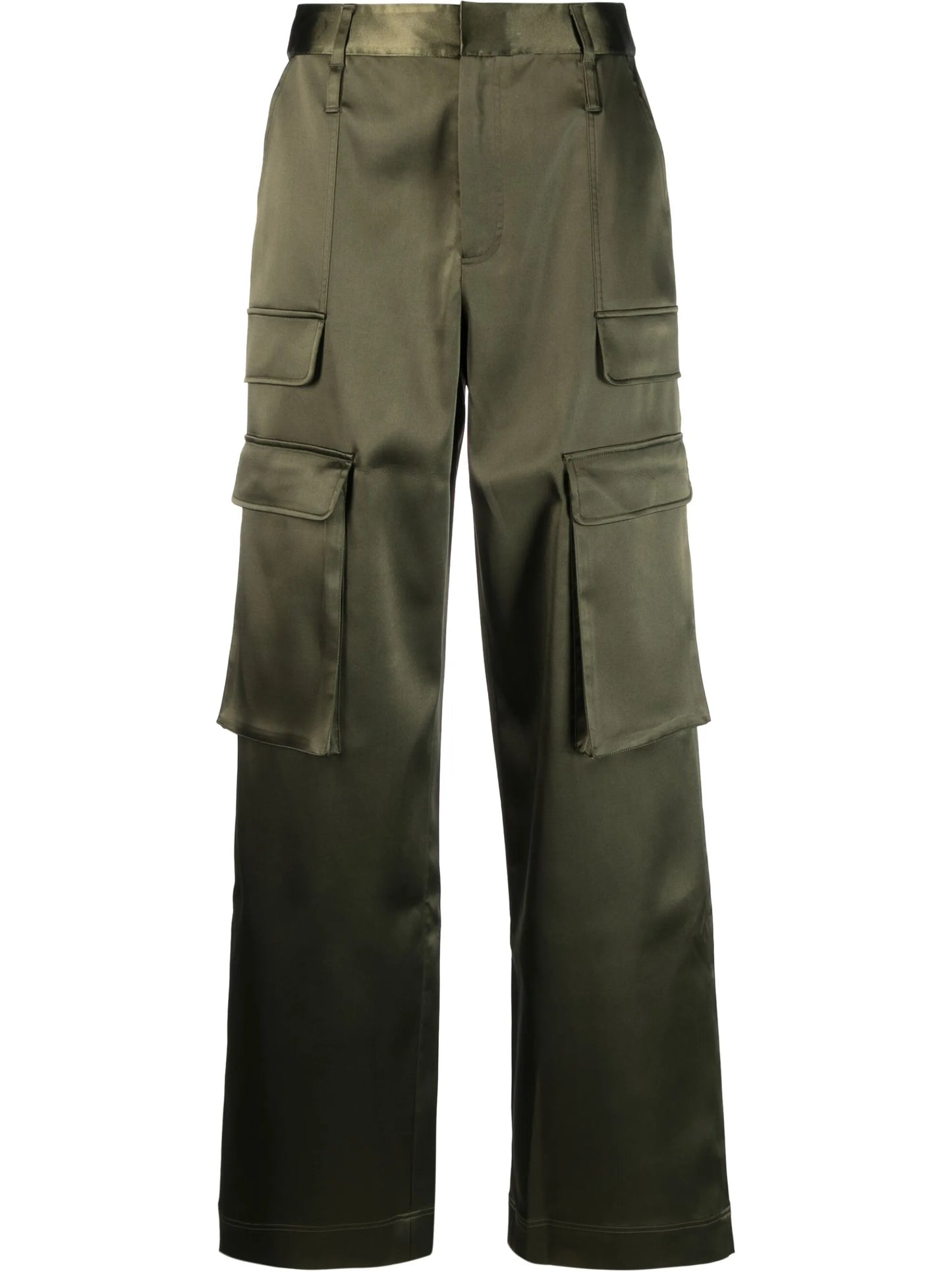 high-waisted cargo-pockets trousers
