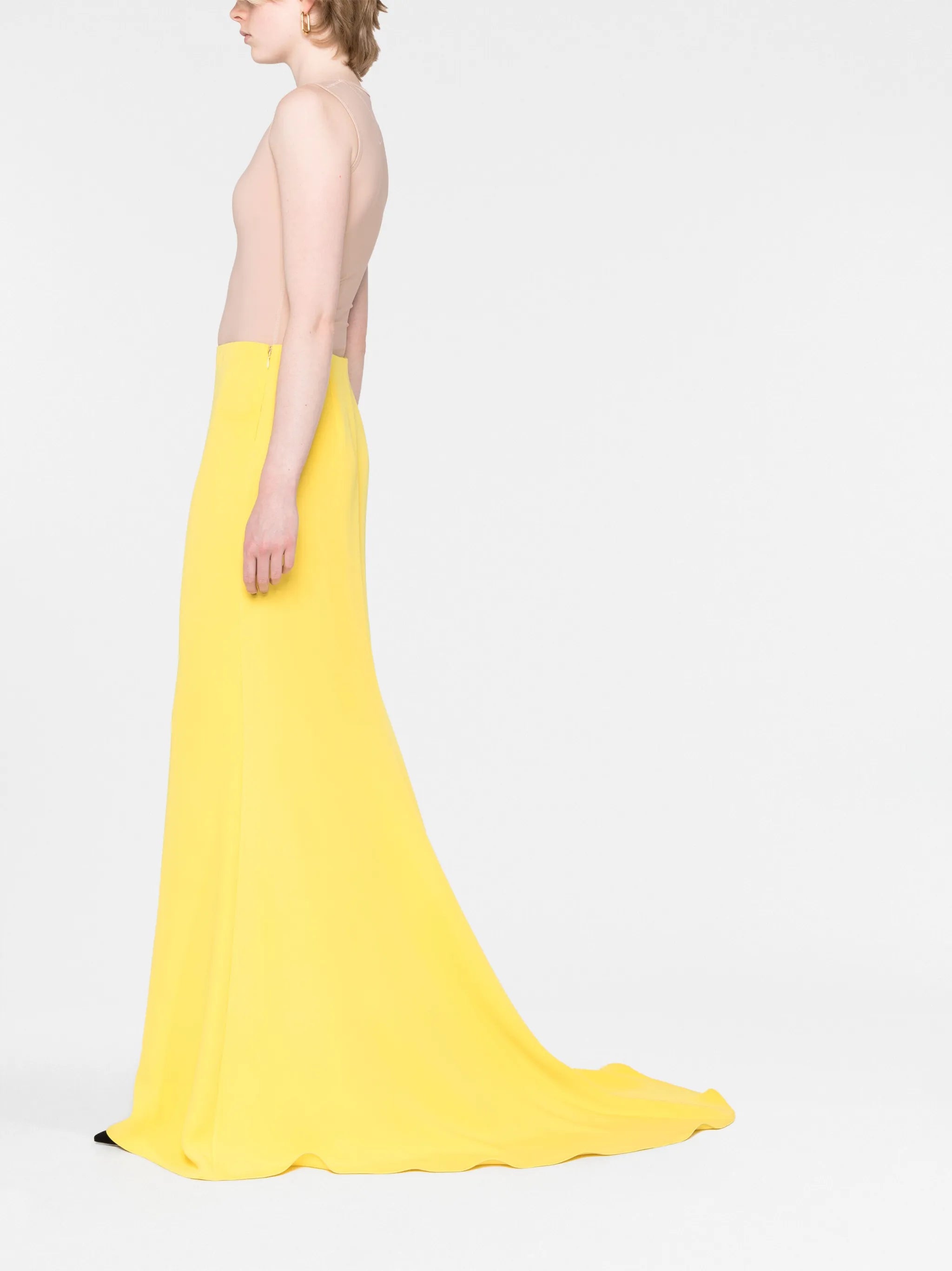 floor-length silk skirt