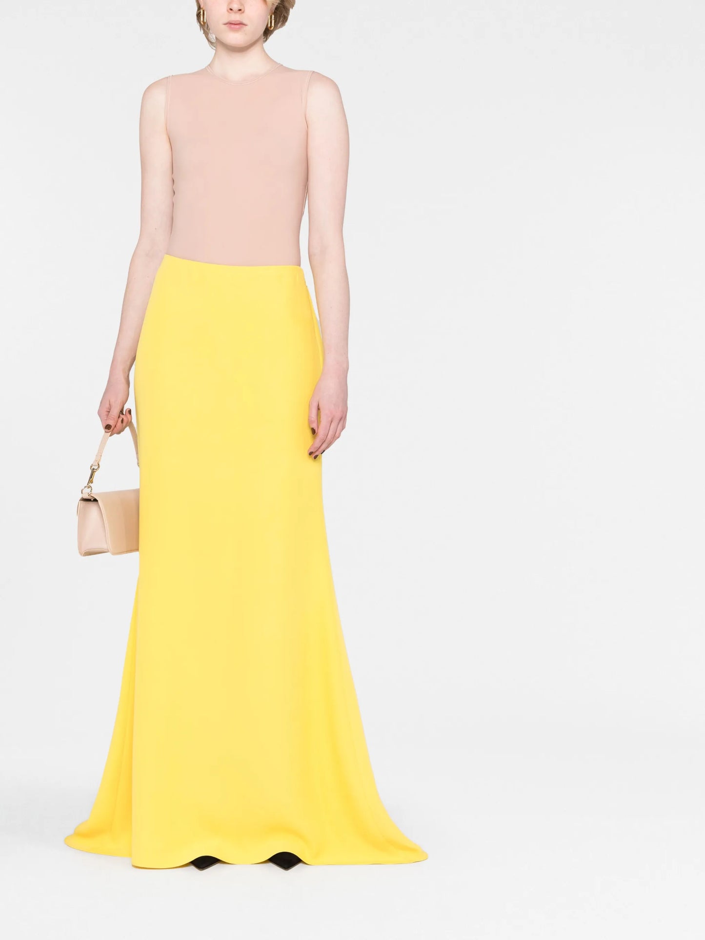 floor-length silk skirt