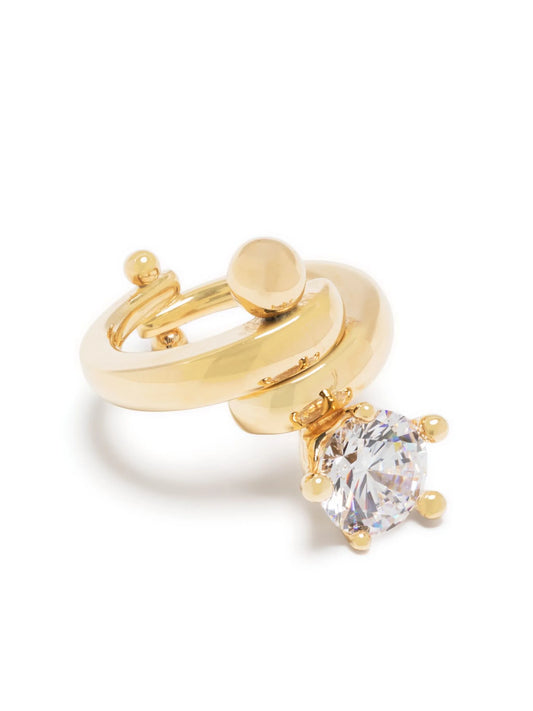 polished diamond-embellished ring