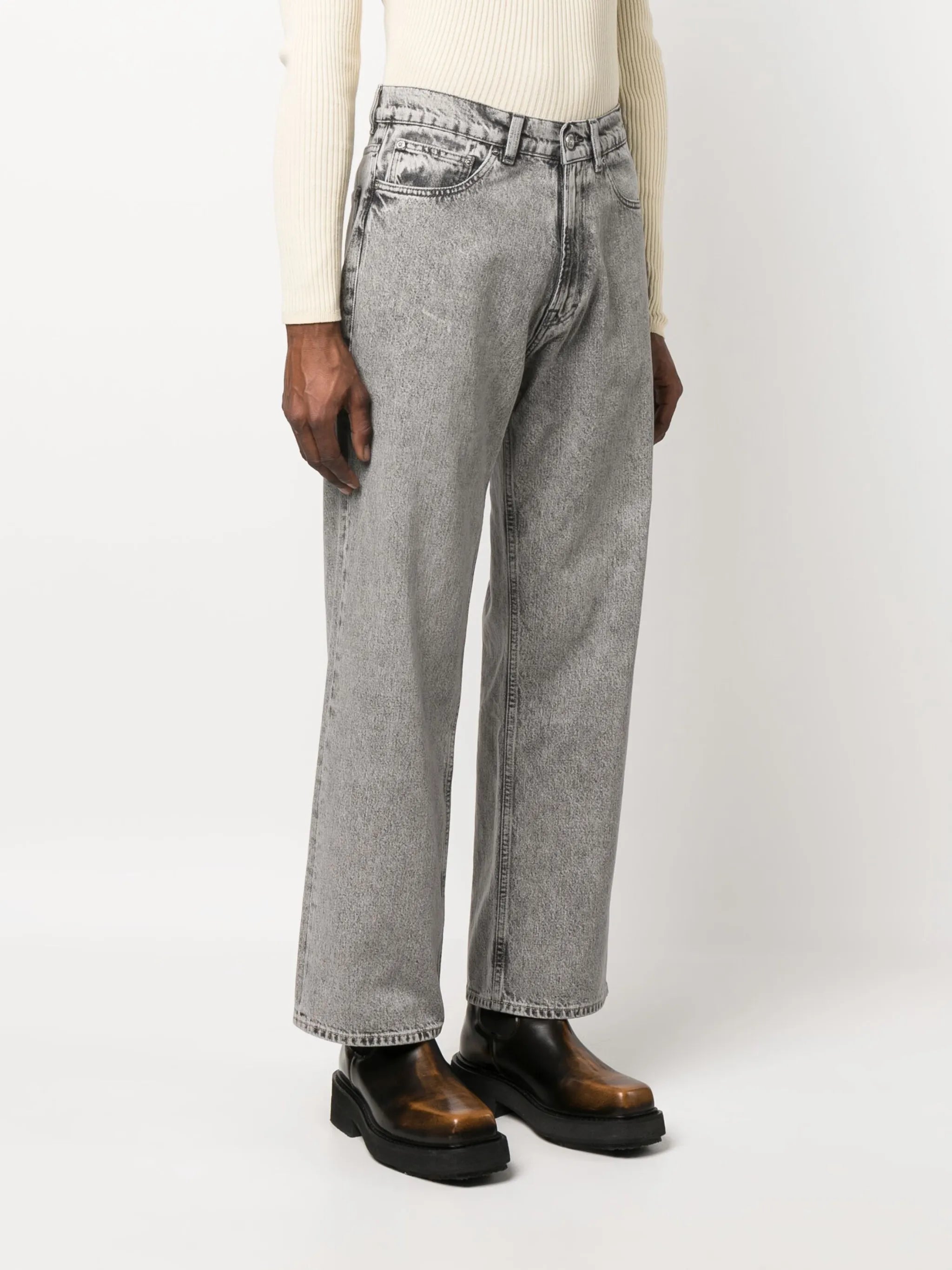cotton straight-leg jeans