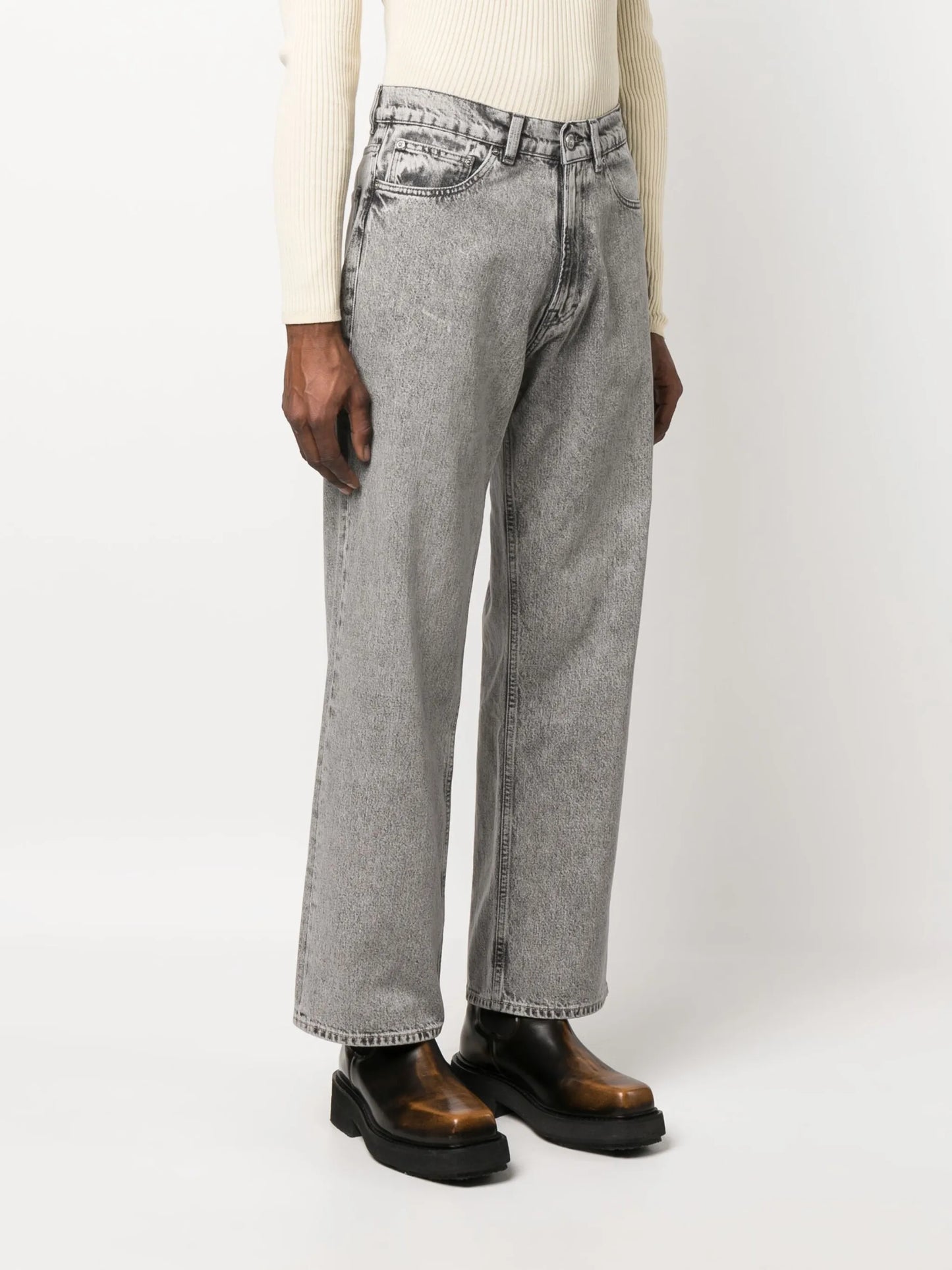 cotton straight-leg jeans